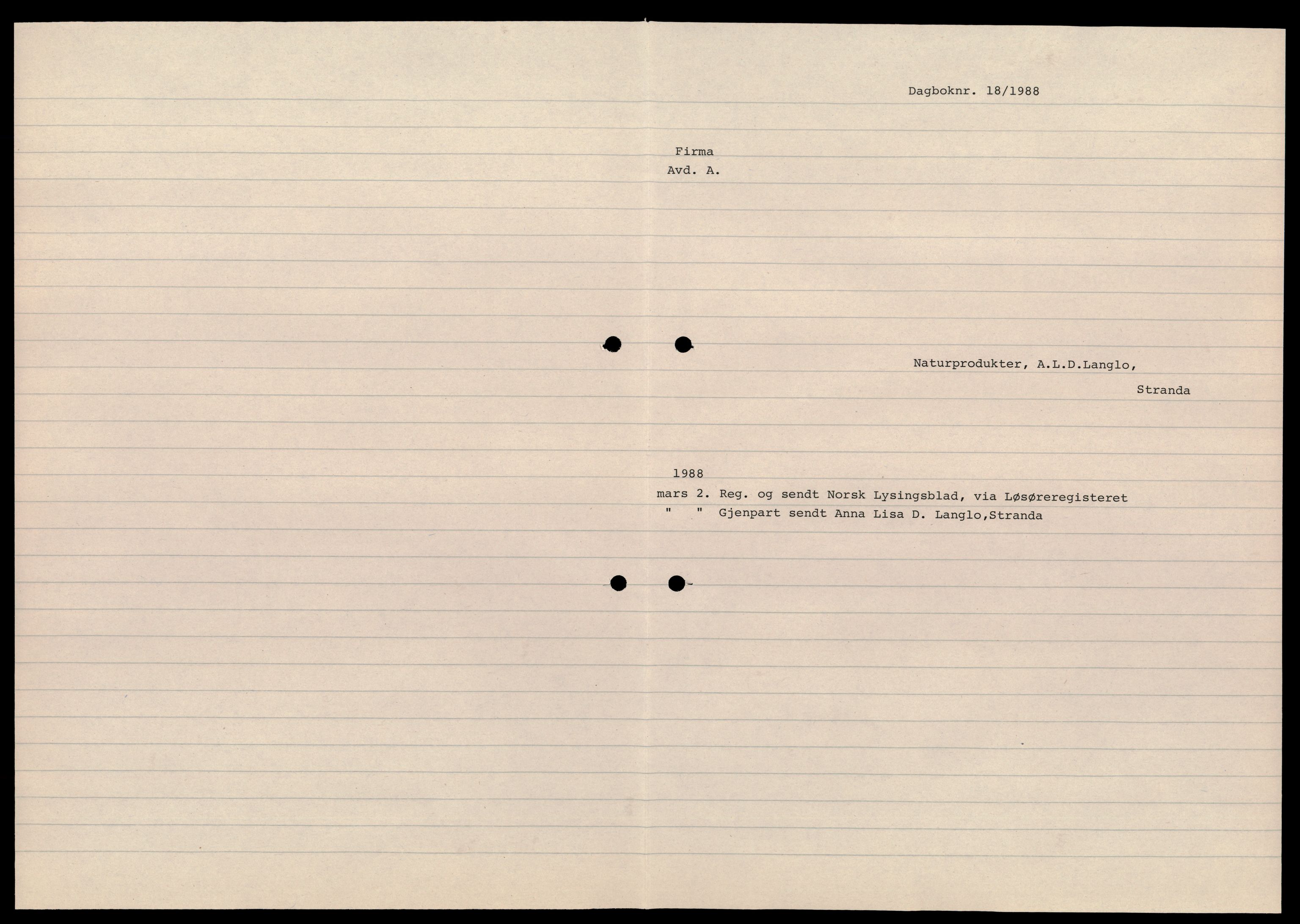 Nordre Sunnmøre sorenskriveri, AV/SAT-A-0006/2/J/Jd/Jdb/L0006: Bilag. Enkeltmannsforetak, N-R, 1944-1990, s. 1