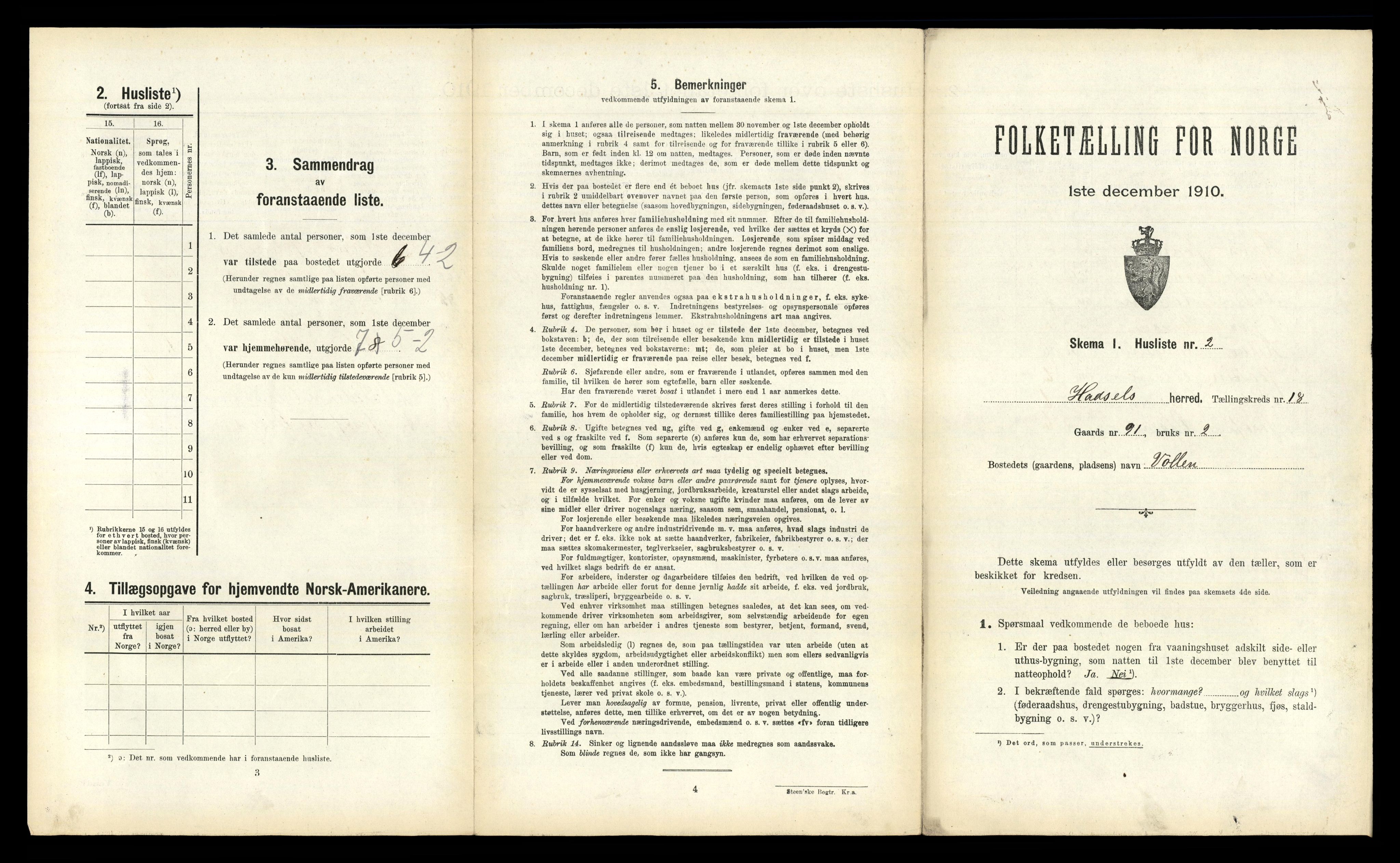 RA, Folketelling 1910 for 1866 Hadsel herred, 1910, s. 2367