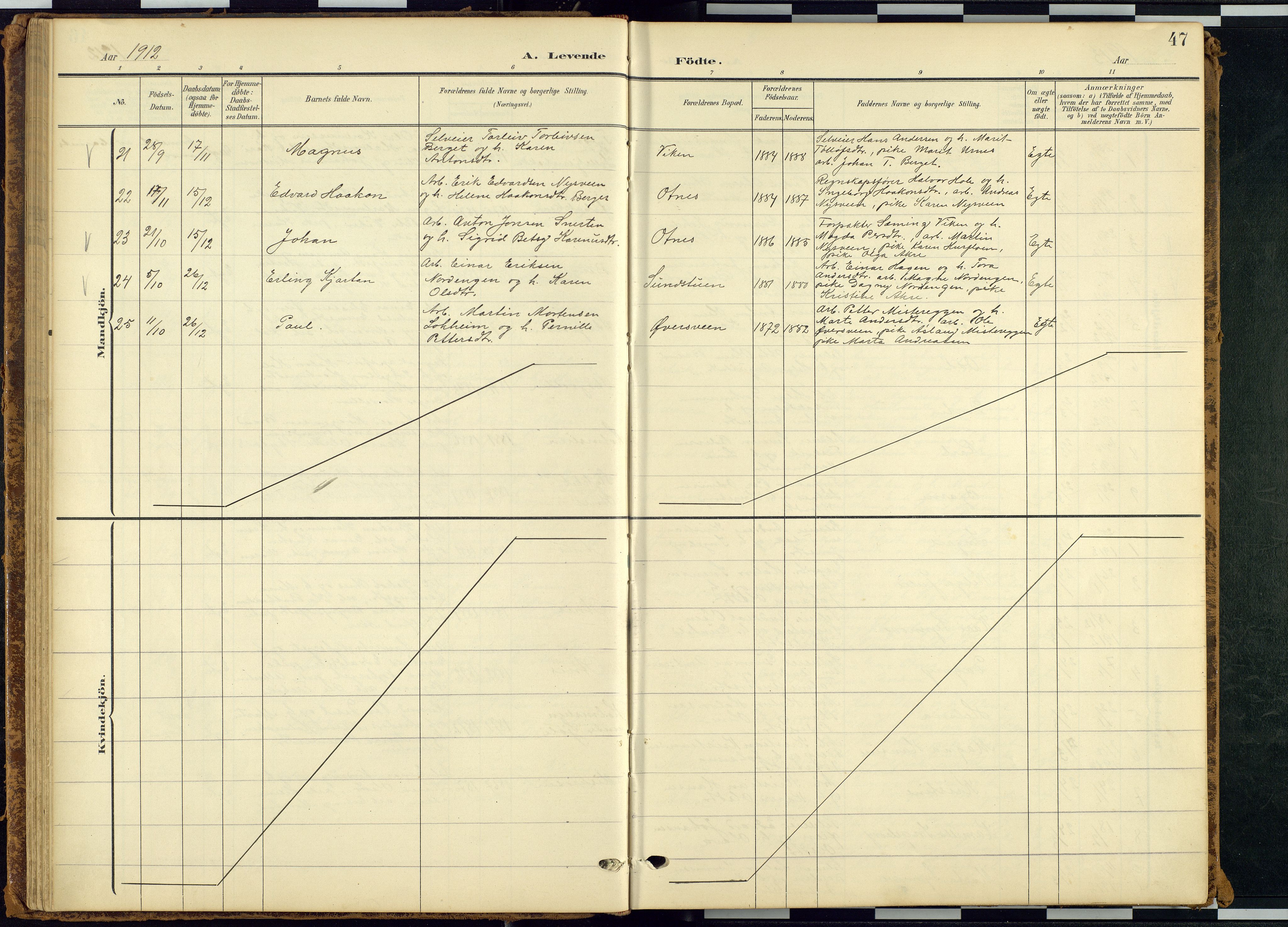 Rendalen prestekontor, SAH/PREST-054/H/Ha/Hab/L0010: Klokkerbok nr. 10, 1903-1940, s. 47