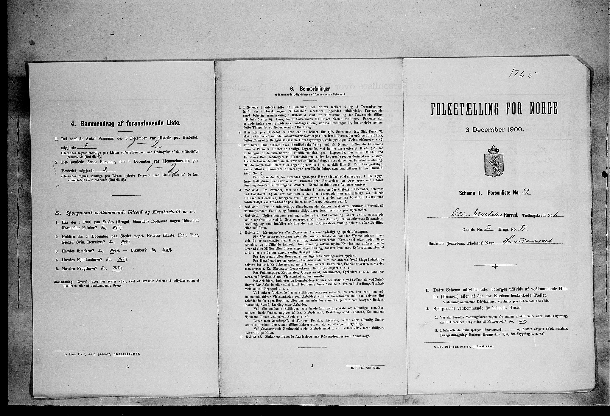 SAH, Folketelling 1900 for 0438 Lille Elvedalen herred, 1900, s. 171