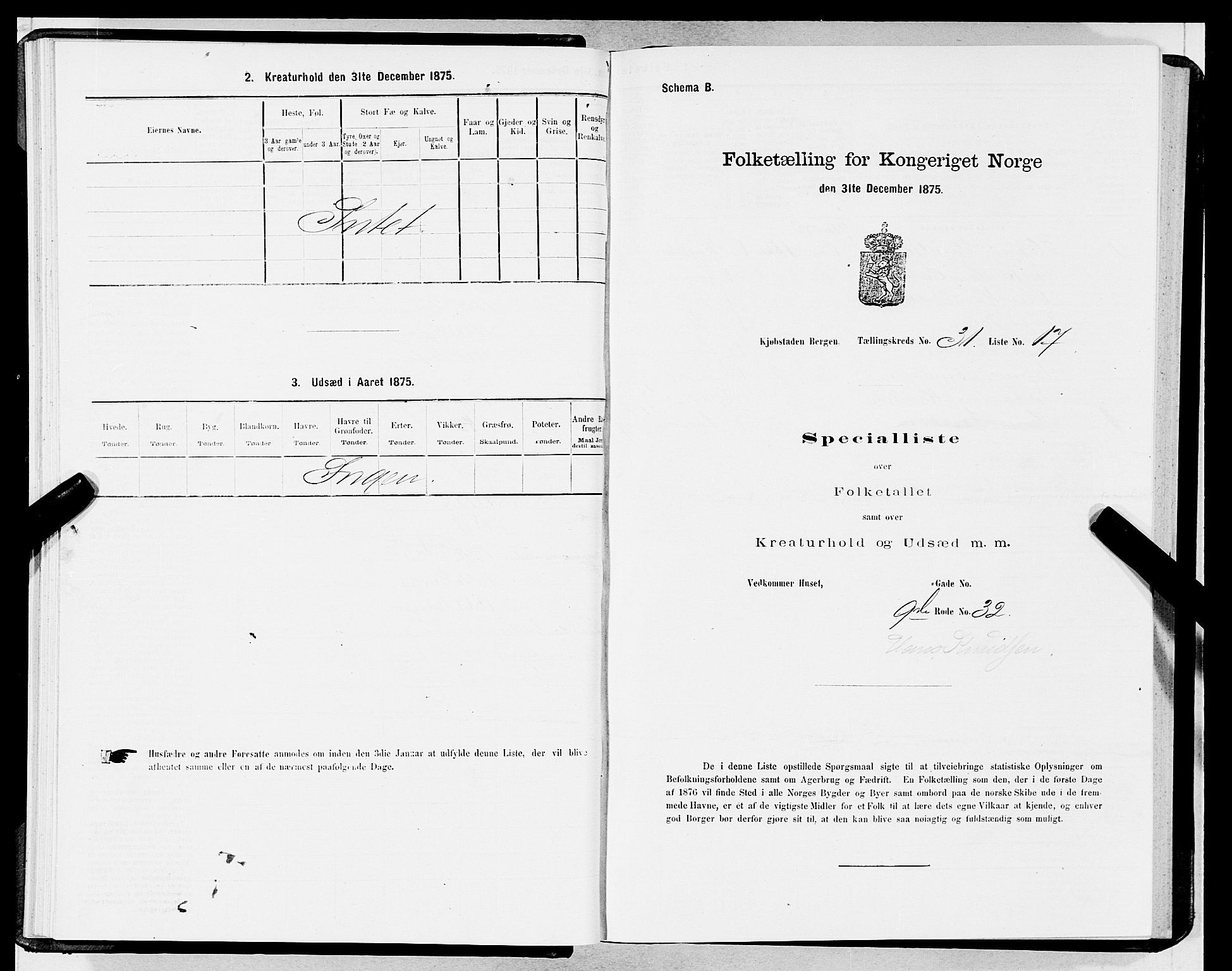 SAB, Folketelling 1875 for 1301 Bergen kjøpstad, 1875, s. 1603