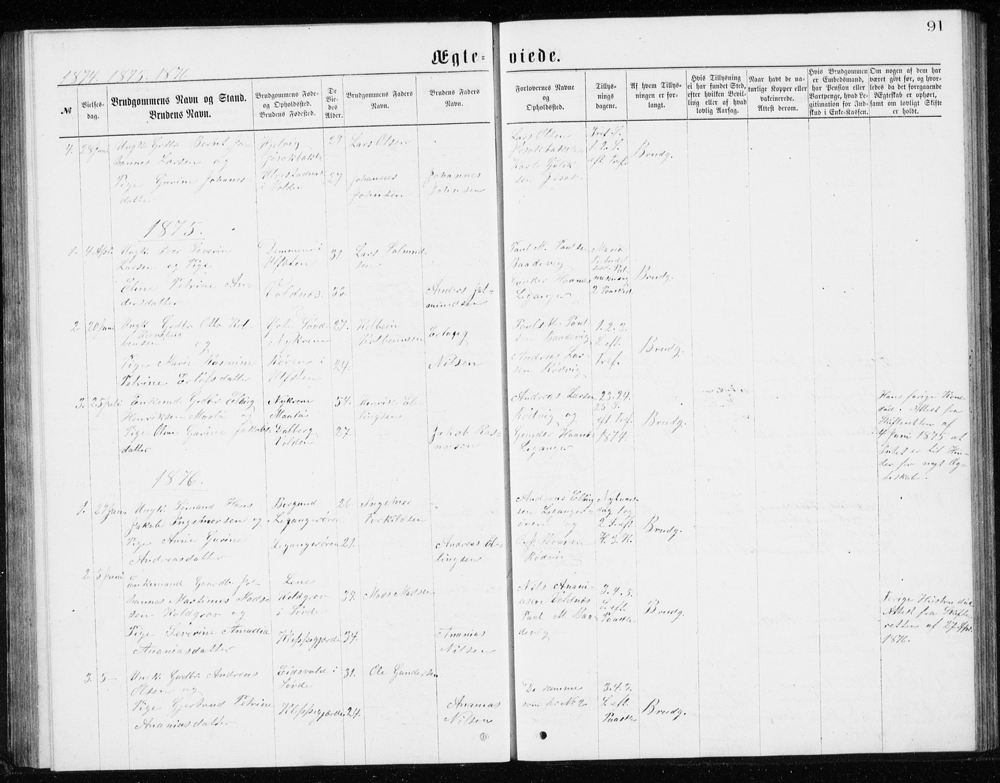 Ministerialprotokoller, klokkerbøker og fødselsregistre - Møre og Romsdal, SAT/A-1454/508/L0097: Klokkerbok nr. 508C01, 1873-1897, s. 91