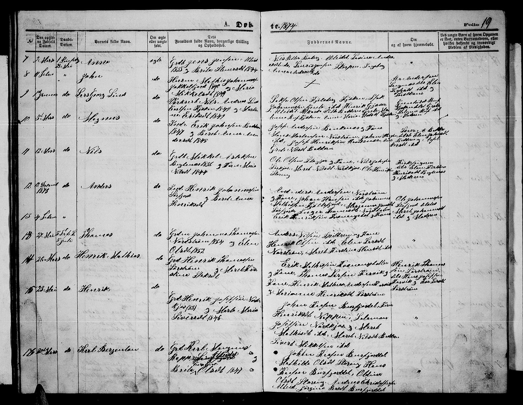 Skjervøy sokneprestkontor, AV/SATØ-S-1300/H/Ha/Hab/L0014klokker: Klokkerbok nr. 14, 1871-1877, s. 19
