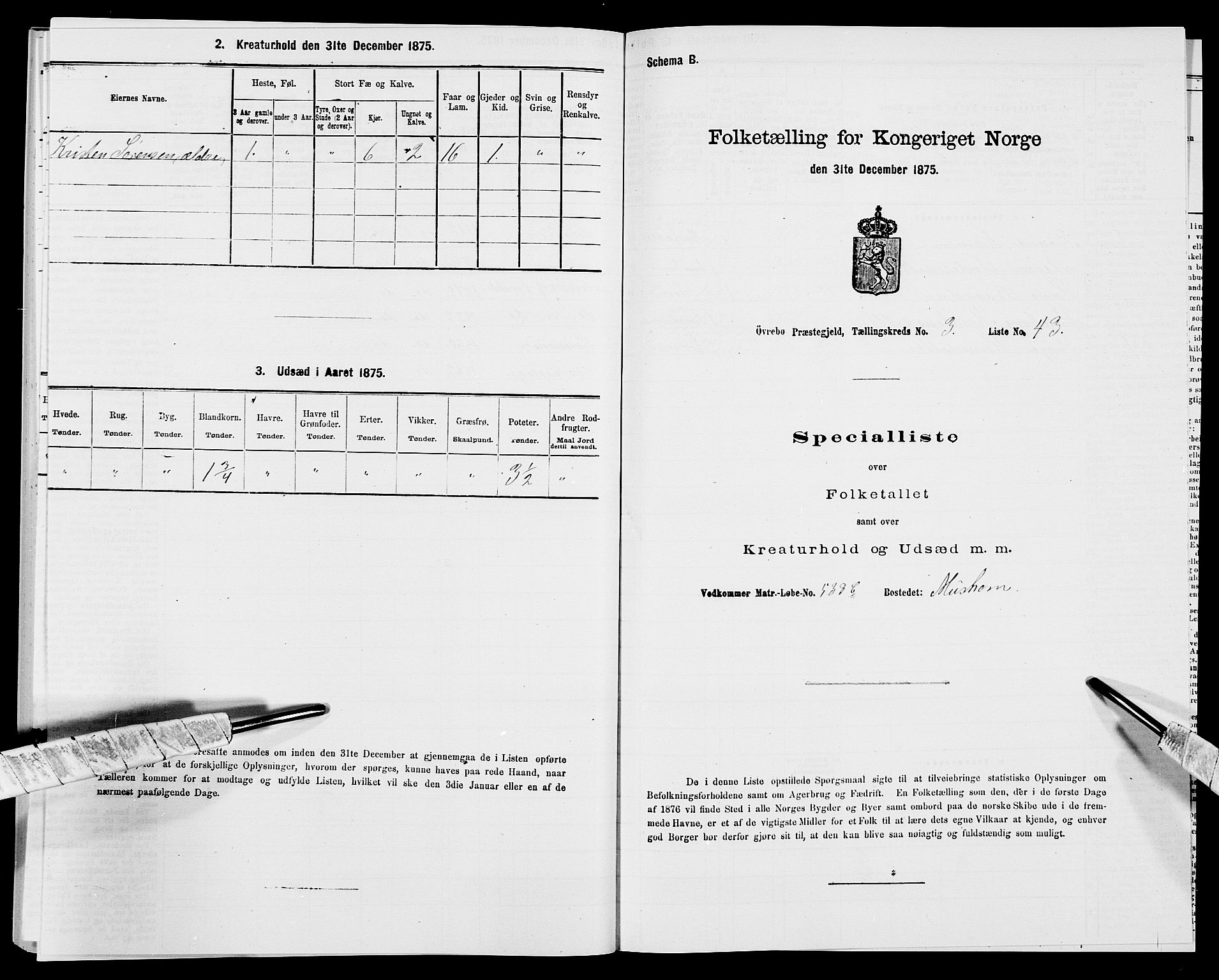 SAK, Folketelling 1875 for 1016P Øvrebø prestegjeld, 1875, s. 358