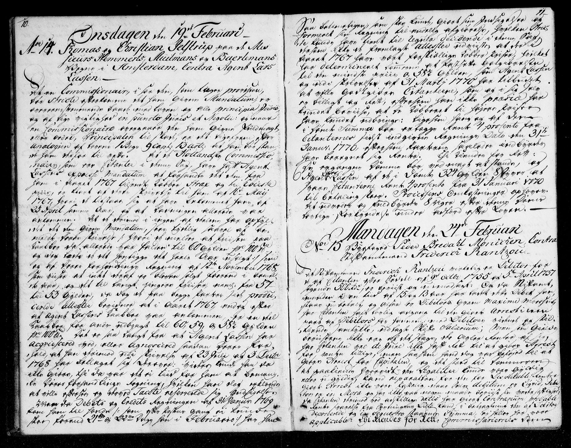 Overhoffretten 1667-1797, AV/RA-EA-2884/Ab/L0102: Domsprotokoll, 1772, s. 10-11