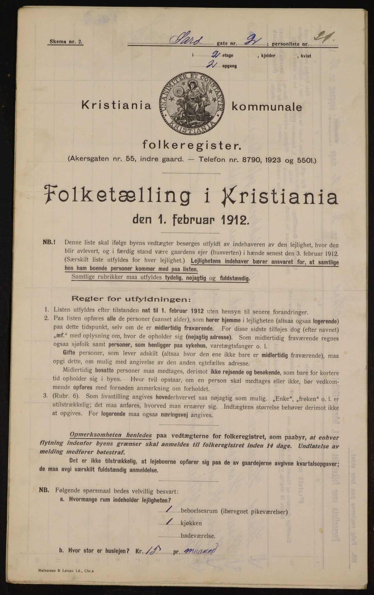 OBA, Kommunal folketelling 1.2.1912 for Kristiania, 1912, s. 89464
