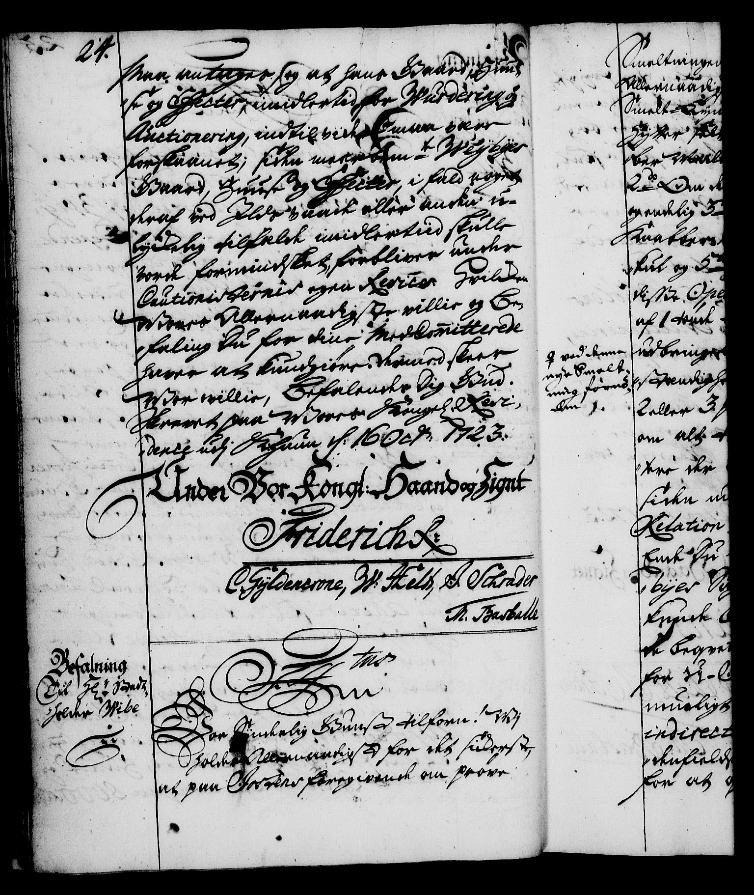 Rentekammeret, Kammerkanselliet, RA/EA-3111/G/Gg/Gga/L0002: Norsk ekspedisjonsprotokoll med register (merket RK 53.2), 1723-1727, s. 24