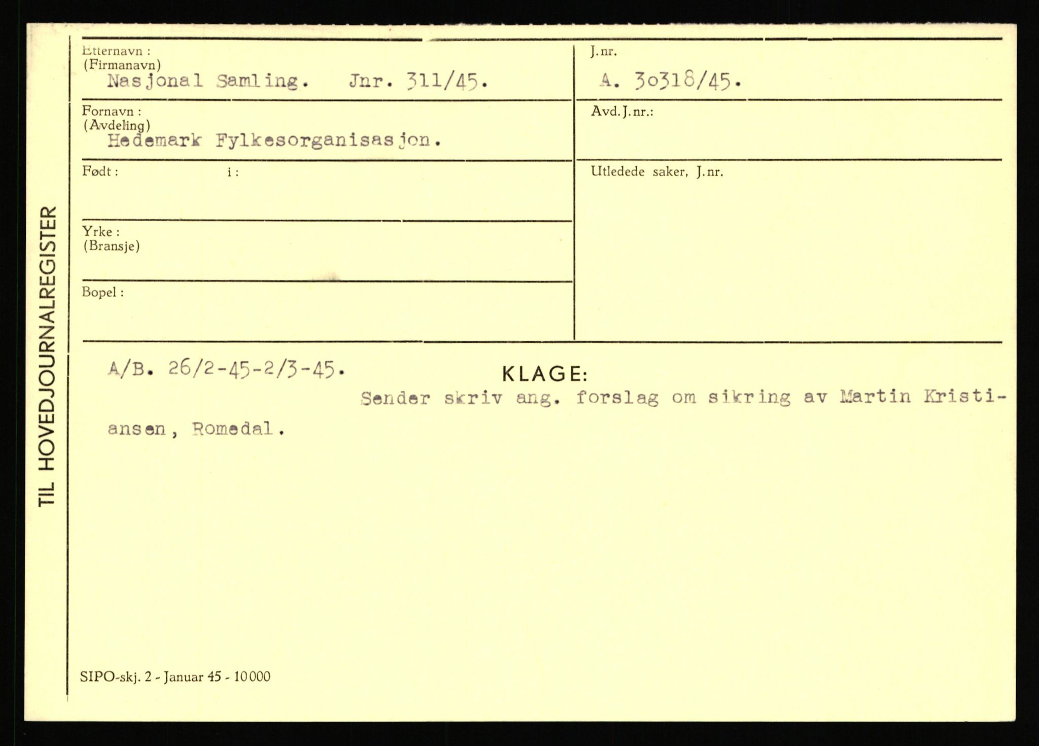 Statspolitiet - Hovedkontoret / Osloavdelingen, AV/RA-S-1329/C/Ca/L0011: Molberg - Nøstvold, 1943-1945, s. 1266