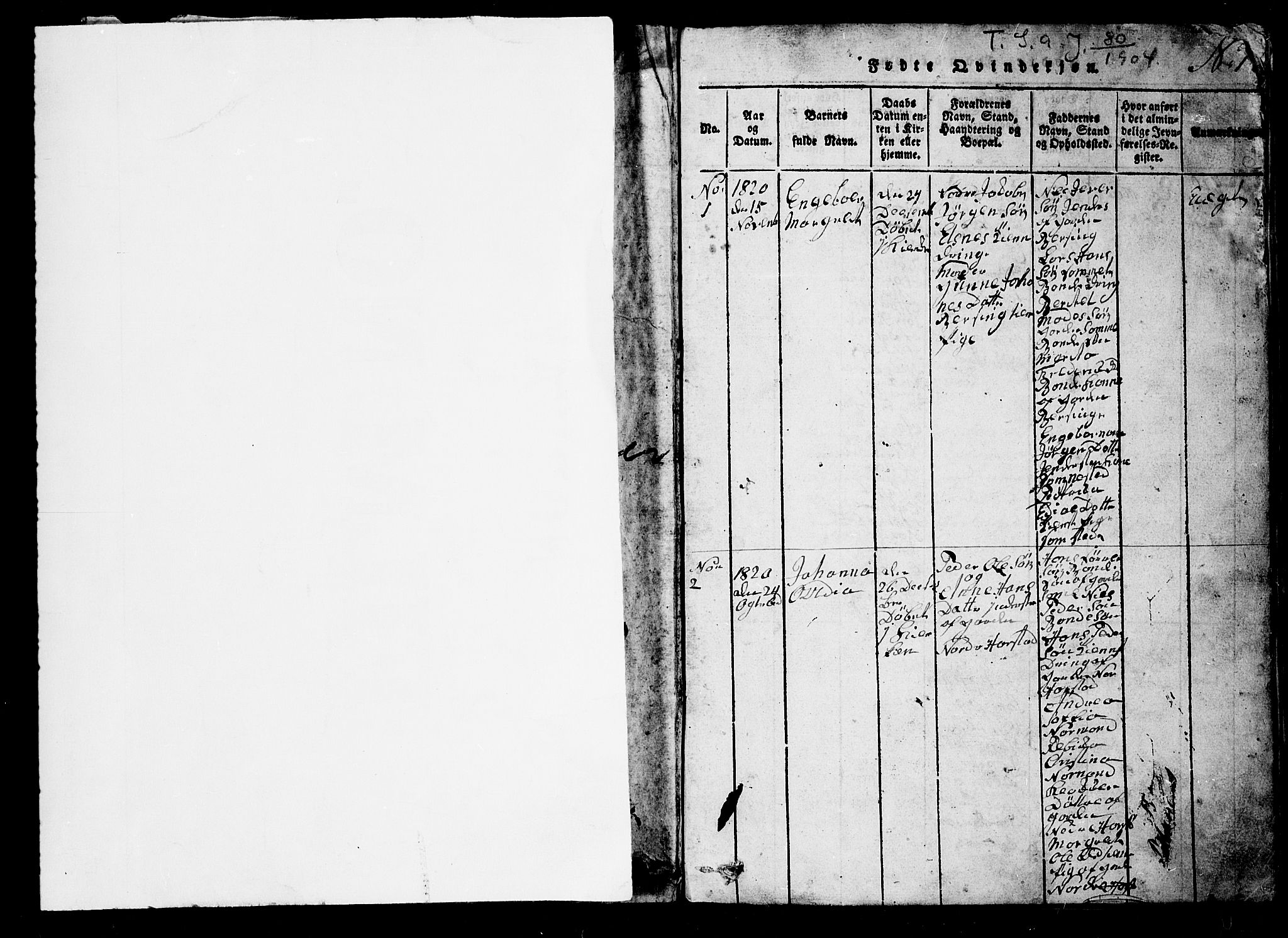Trondenes sokneprestkontor, SATØ/S-1319/H/Hb/L0003klokker: Klokkerbok nr. 3, 1820-1834, s. 0-1
