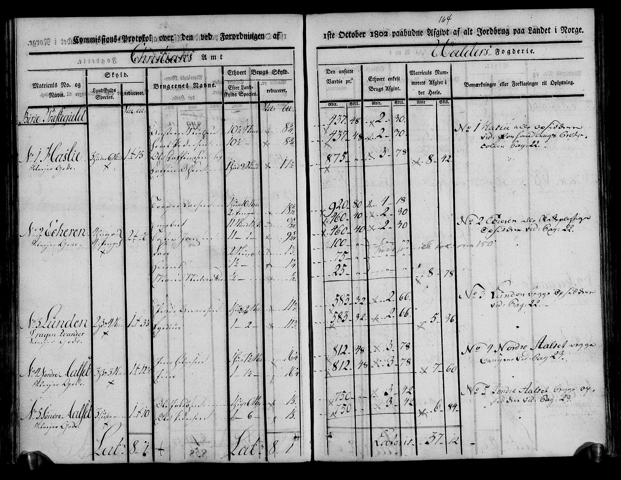 Rentekammeret inntil 1814, Realistisk ordnet avdeling, RA/EA-4070/N/Ne/Nea/L0042: Valdres fogderi. Kommisjonsprotokoll, 1803, s. 105