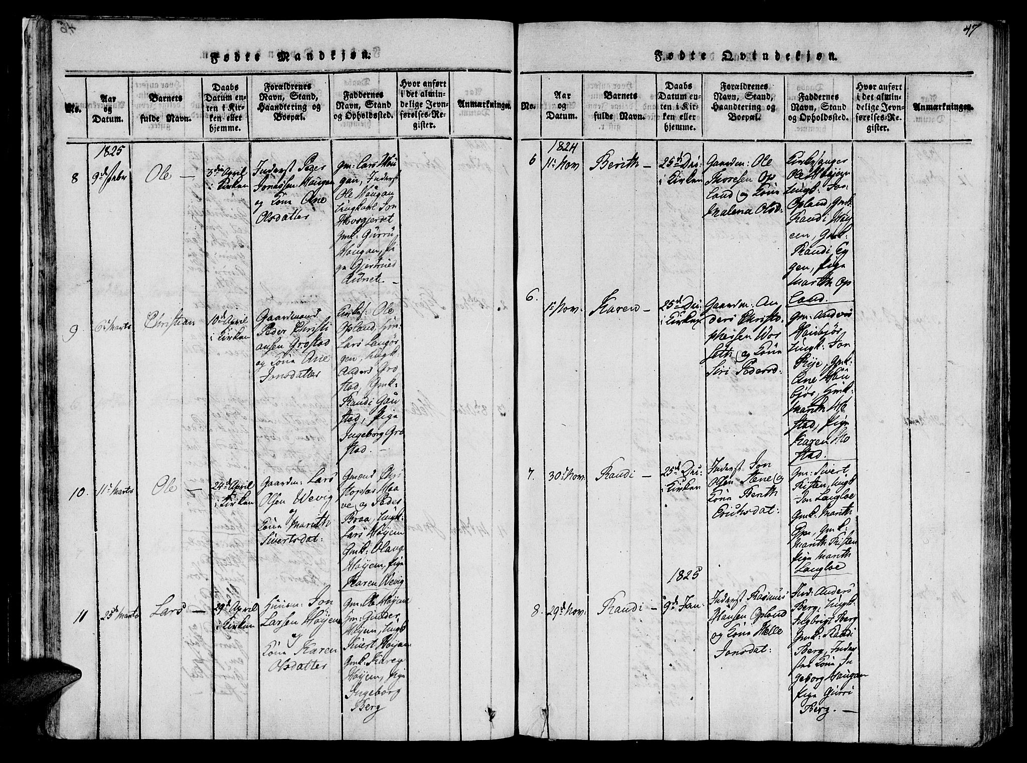 Ministerialprotokoller, klokkerbøker og fødselsregistre - Sør-Trøndelag, SAT/A-1456/612/L0372: Ministerialbok nr. 612A06 /1, 1816-1828, s. 47