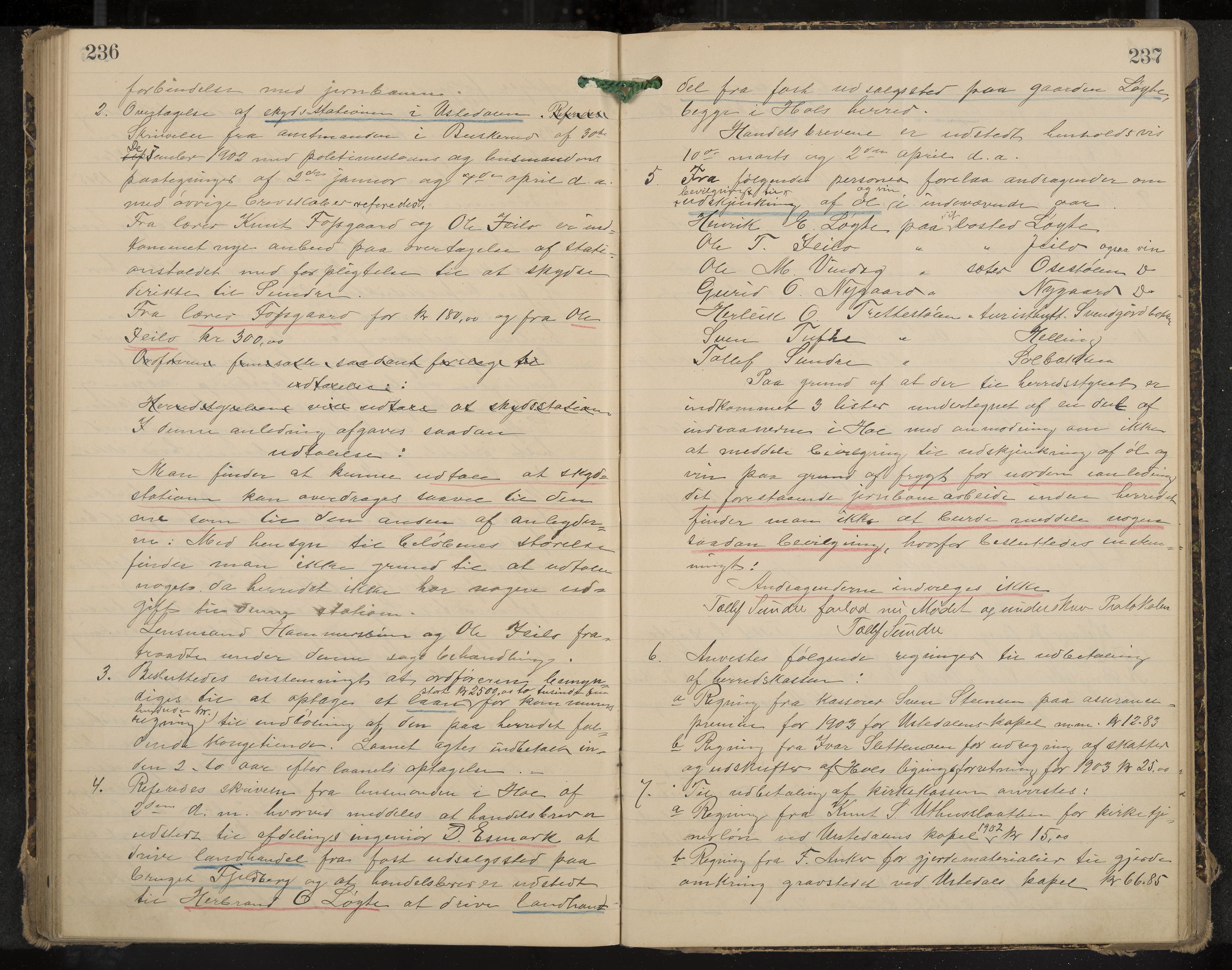 Hol formannskap og sentraladministrasjon, IKAK/0620021-1/A/L0003: Møtebok, 1897-1904, s. 236-237