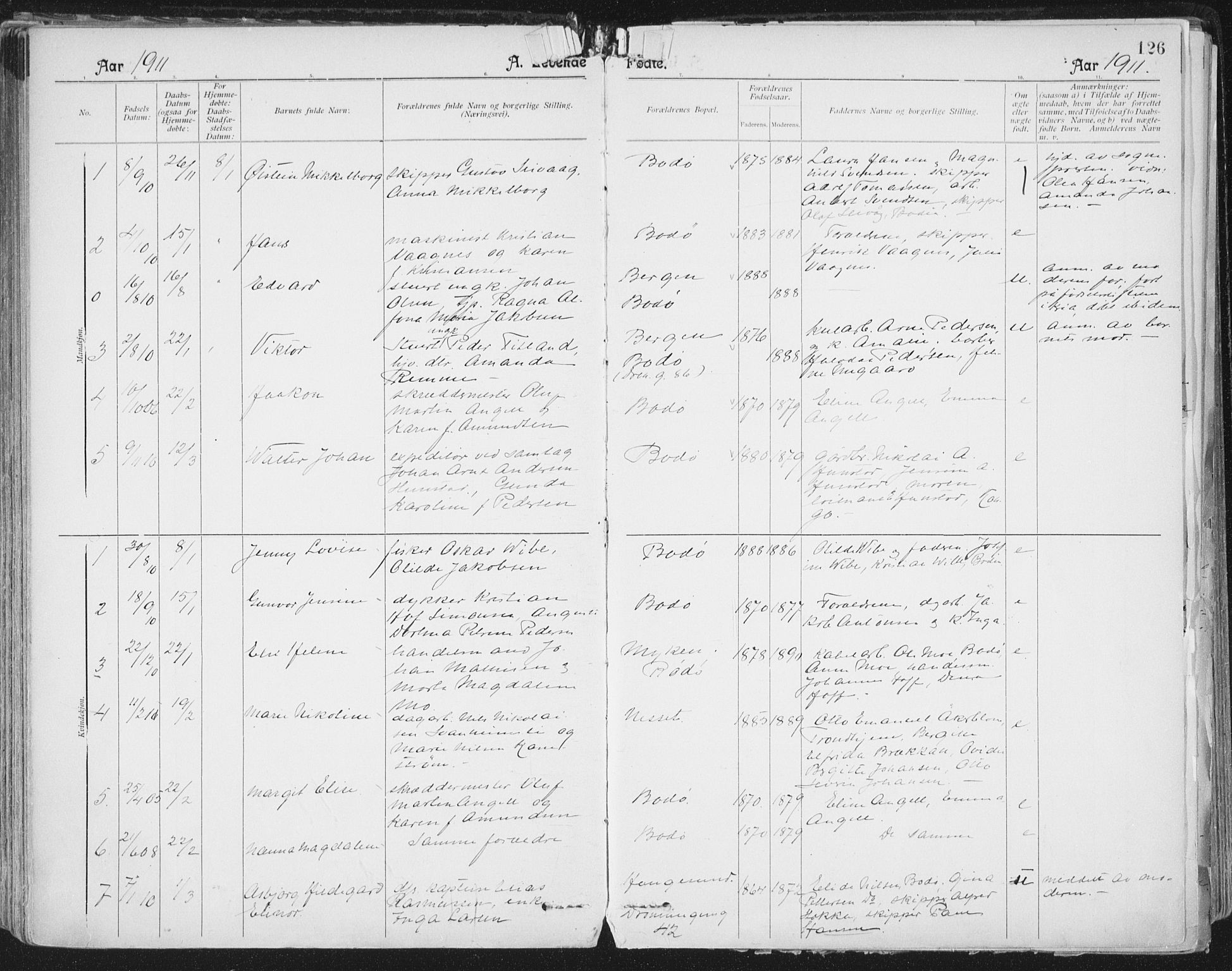 Ministerialprotokoller, klokkerbøker og fødselsregistre - Nordland, AV/SAT-A-1459/801/L0011: Ministerialbok nr. 801A11, 1900-1916, s. 126