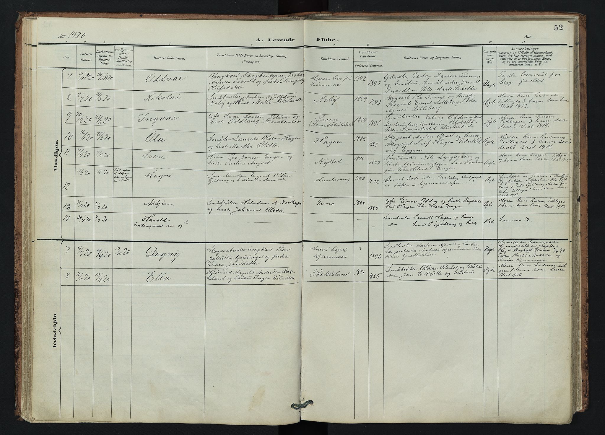 Trysil prestekontor, SAH/PREST-046/H/Ha/Hab/L0007: Klokkerbok nr. 7, 1896-1948, s. 52