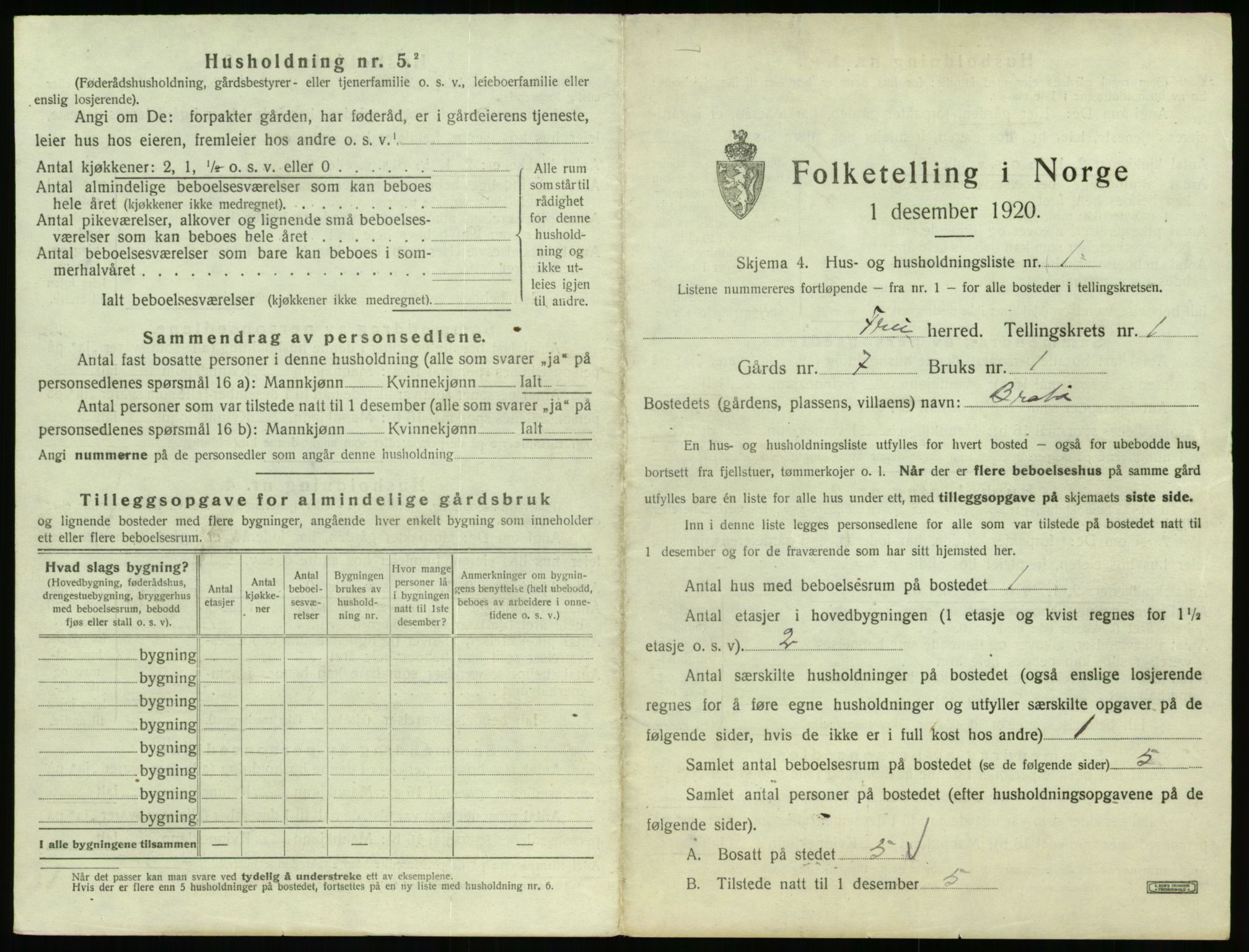 SAT, Folketelling 1920 for 1556 Frei herred, 1920, s. 25