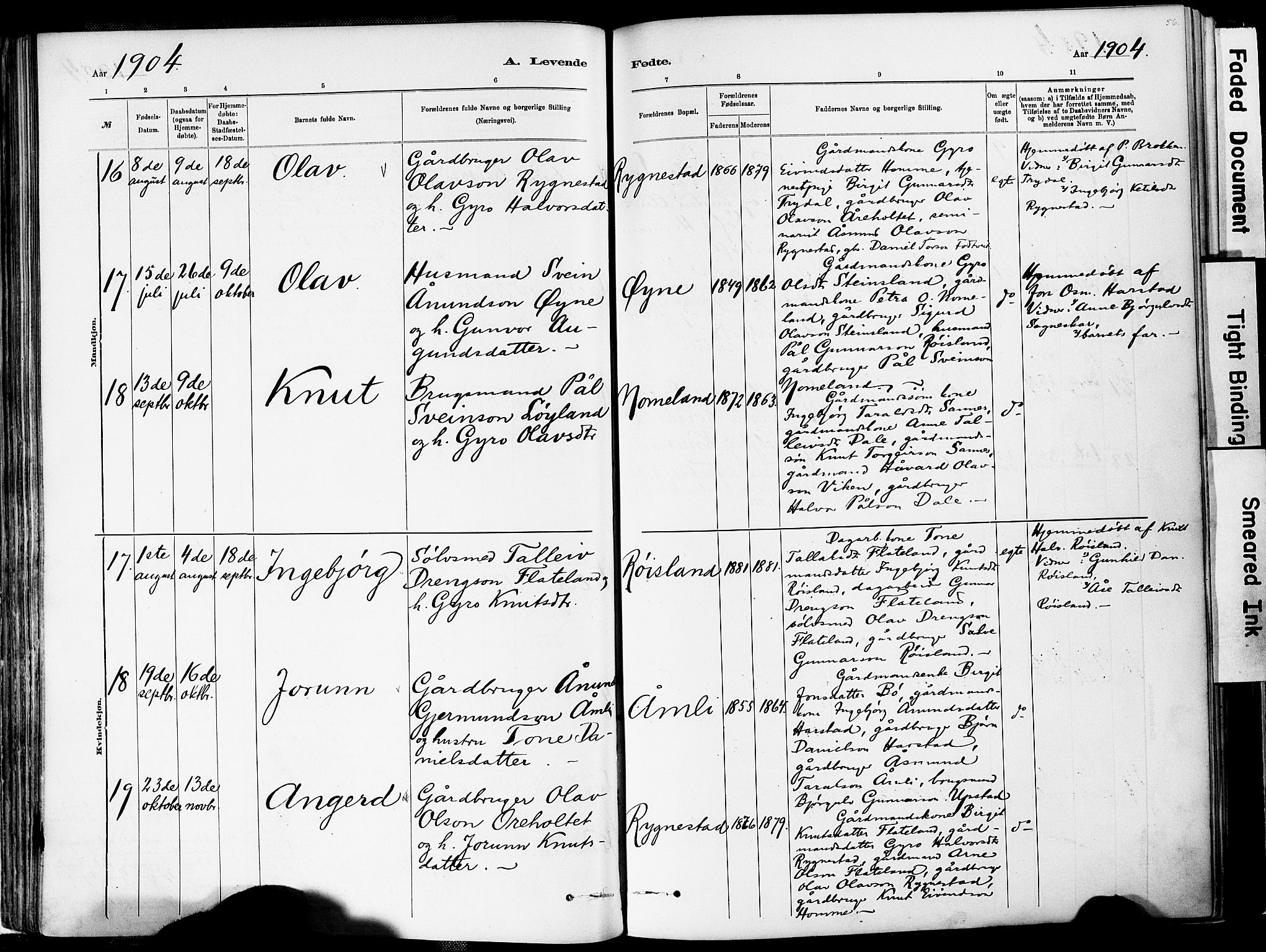 Valle sokneprestkontor, AV/SAK-1111-0044/F/Fa/Fac/L0009: Ministerialbok nr. A 9, 1882-1913, s. 56