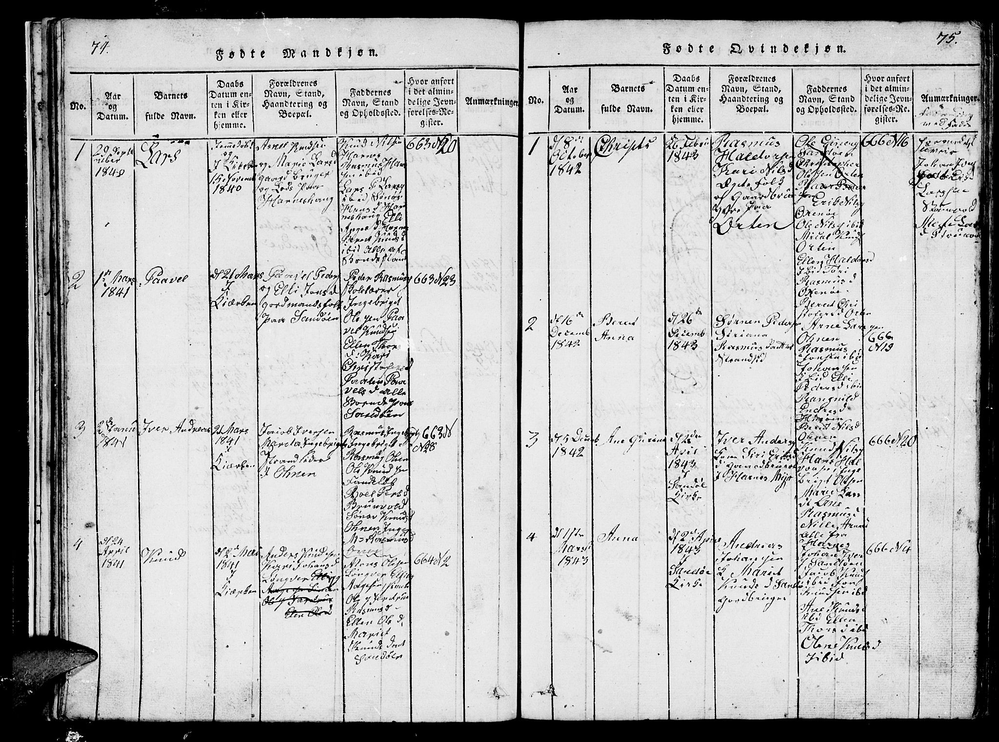 Ministerialprotokoller, klokkerbøker og fødselsregistre - Møre og Romsdal, SAT/A-1454/561/L0731: Klokkerbok nr. 561C01, 1817-1867, s. 74-75