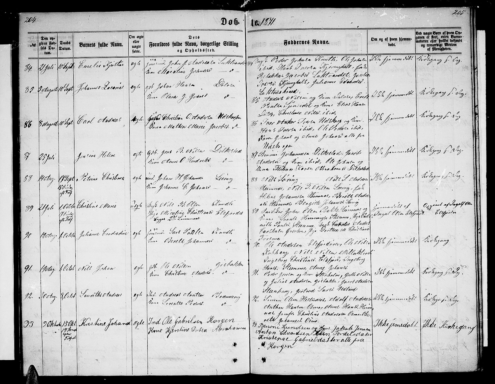 Ministerialprotokoller, klokkerbøker og fødselsregistre - Nordland, AV/SAT-A-1459/825/L0365: Klokkerbok nr. 825C02, 1858-1873, s. 204-205