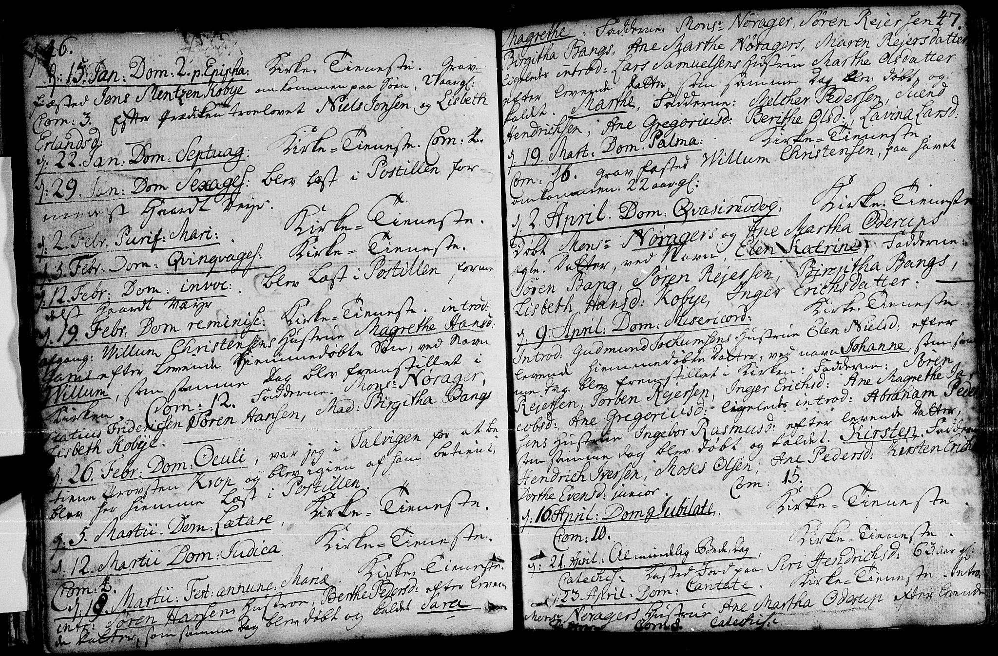 Loppa sokneprestkontor, AV/SATØ-S-1339/H/Ha/L0001kirke: Ministerialbok nr. 1 /1, 1753-1784, s. 46-47