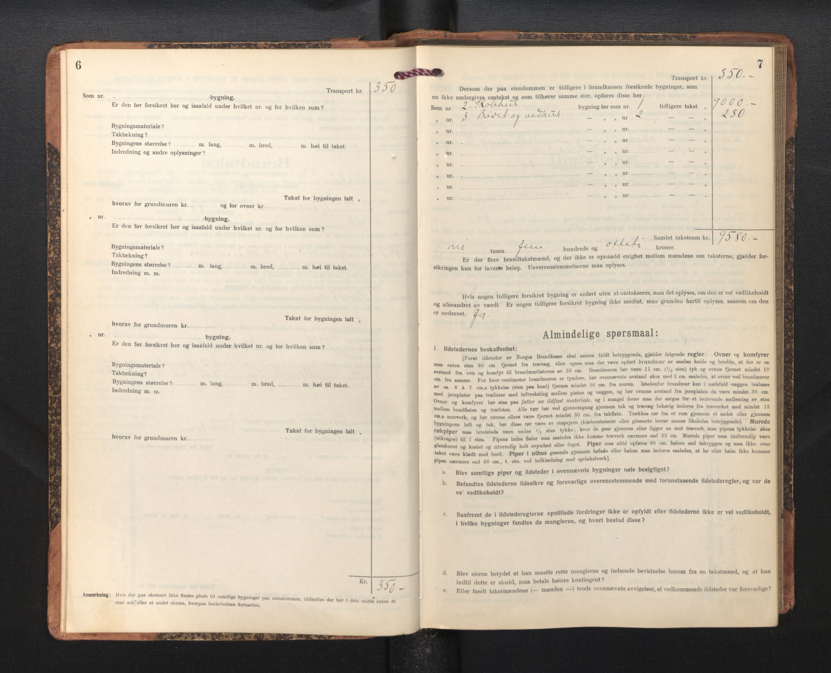 Lensmannen i Herdla, AV/SAB-A-32901/0012/L0004:  Branntakstprotokoll skjematakst, 1916-1954, s. 6-7