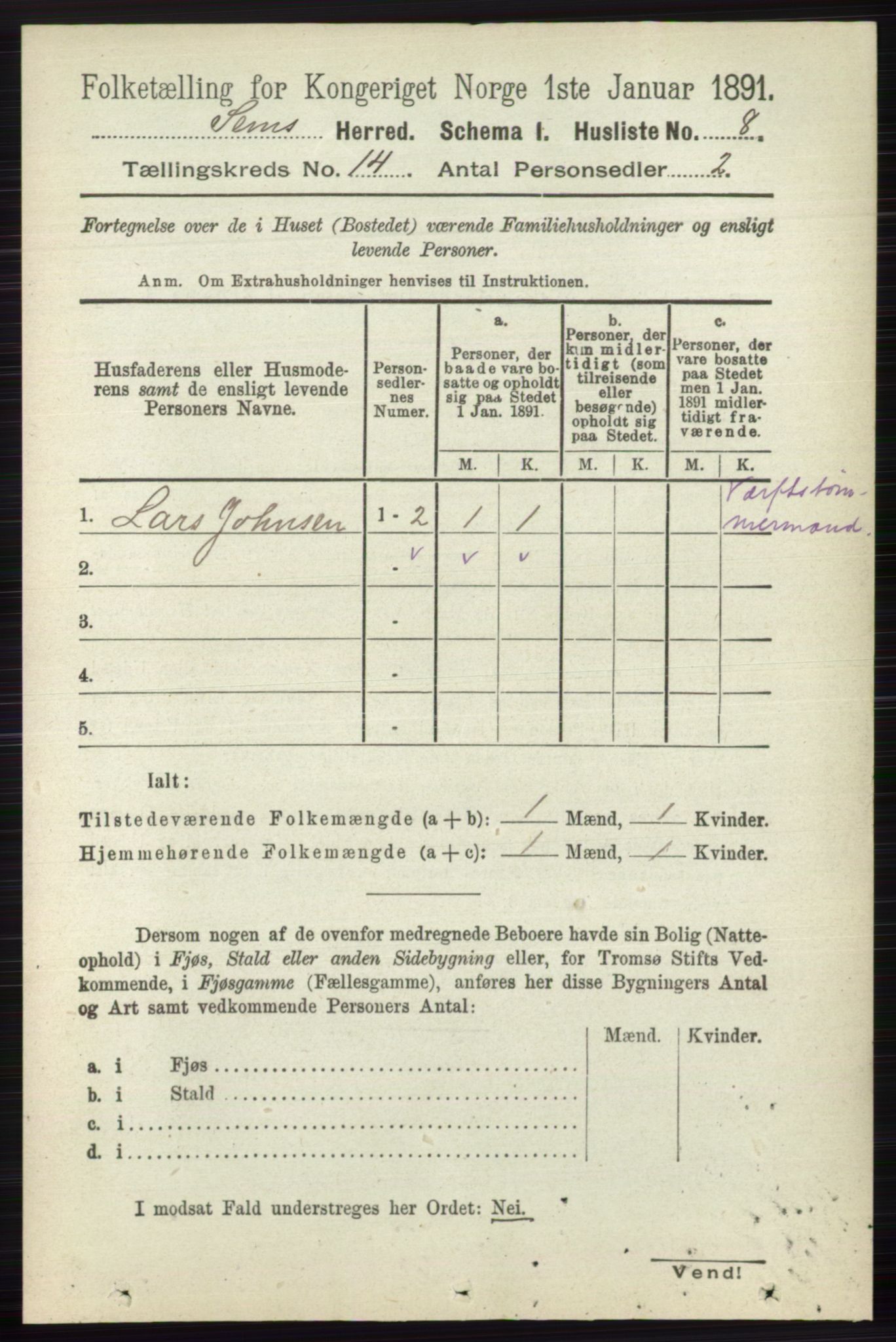 RA, Folketelling 1891 for 0721 Sem herred, 1891, s. 6971