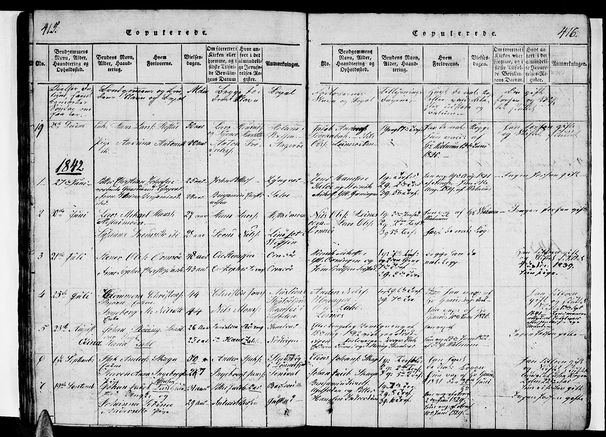 Ministerialprotokoller, klokkerbøker og fødselsregistre - Nordland, SAT/A-1459/834/L0510: Klokkerbok nr. 834C01, 1820-1847, s. 415-416