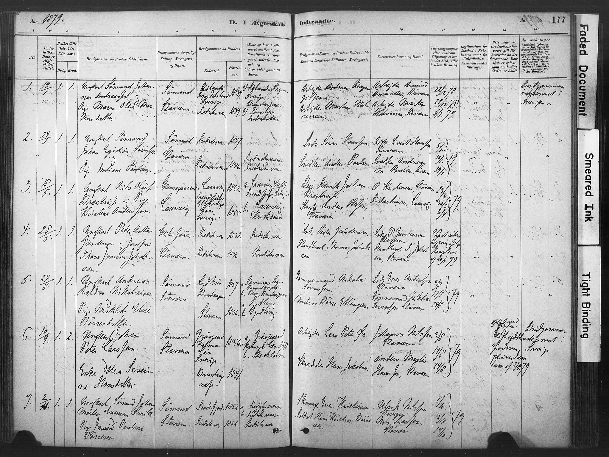 Stavern kirkebøker, AV/SAKO-A-318/F/Fa/L0008: Ministerialbok nr. 8, 1878-1905, s. 177