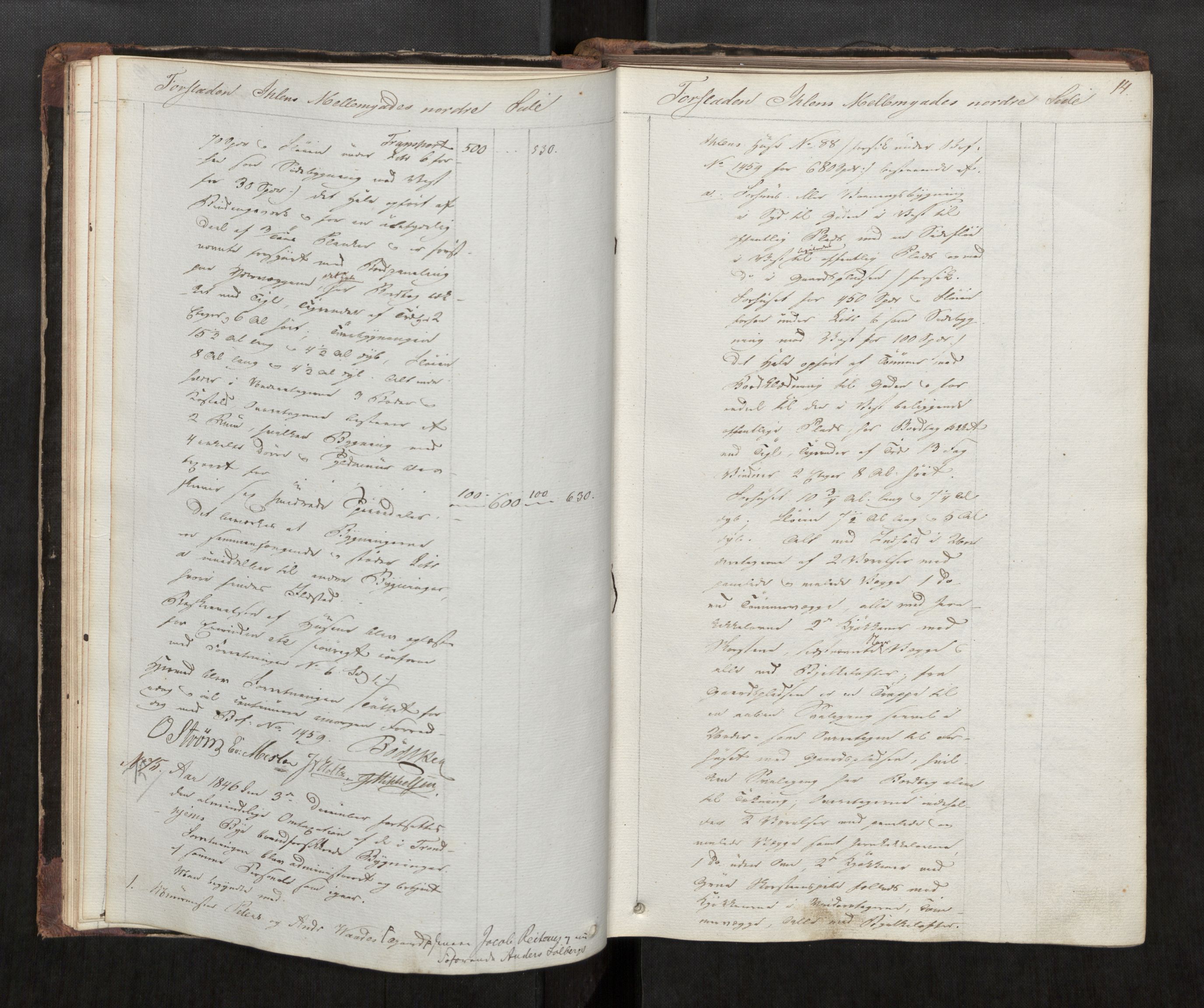 Norges Brannkasse Trondheim magistrat, AV/SAT-A-5590/Fa/L0024: Branntakstprotokoll E, 1846, s. 13b-14a