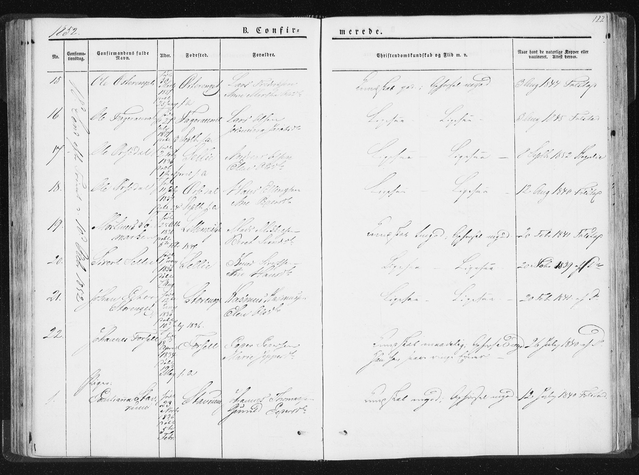 Ministerialprotokoller, klokkerbøker og fødselsregistre - Nord-Trøndelag, AV/SAT-A-1458/744/L0418: Ministerialbok nr. 744A02, 1843-1866, s. 122