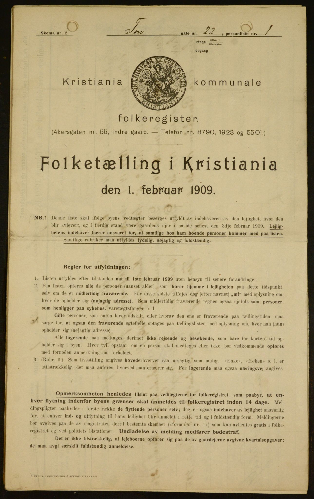 OBA, Kommunal folketelling 1.2.1909 for Kristiania kjøpstad, 1909, s. 103487