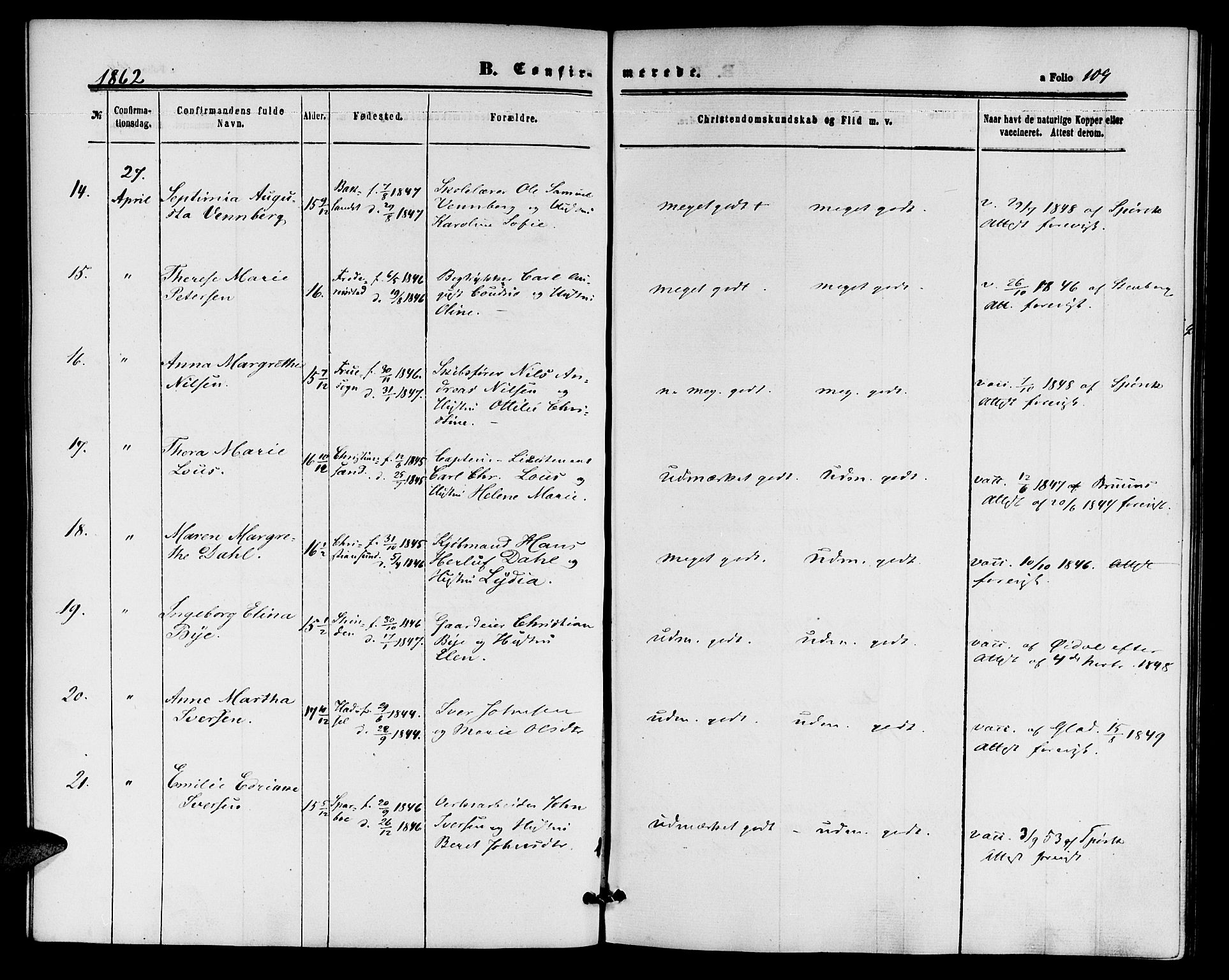 Ministerialprotokoller, klokkerbøker og fødselsregistre - Sør-Trøndelag, SAT/A-1456/604/L0185: Ministerialbok nr. 604A06, 1861-1865, s. 109