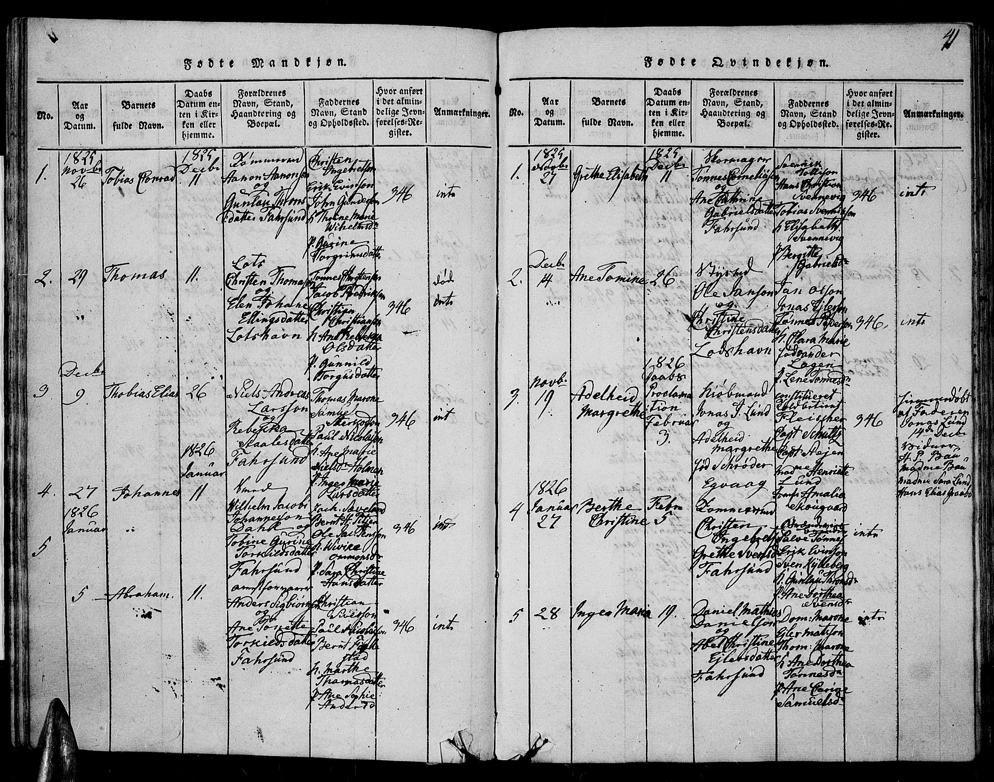 Farsund sokneprestkontor, AV/SAK-1111-0009/F/Fa/L0002: Ministerialbok nr. A 2, 1815-1836, s. 41