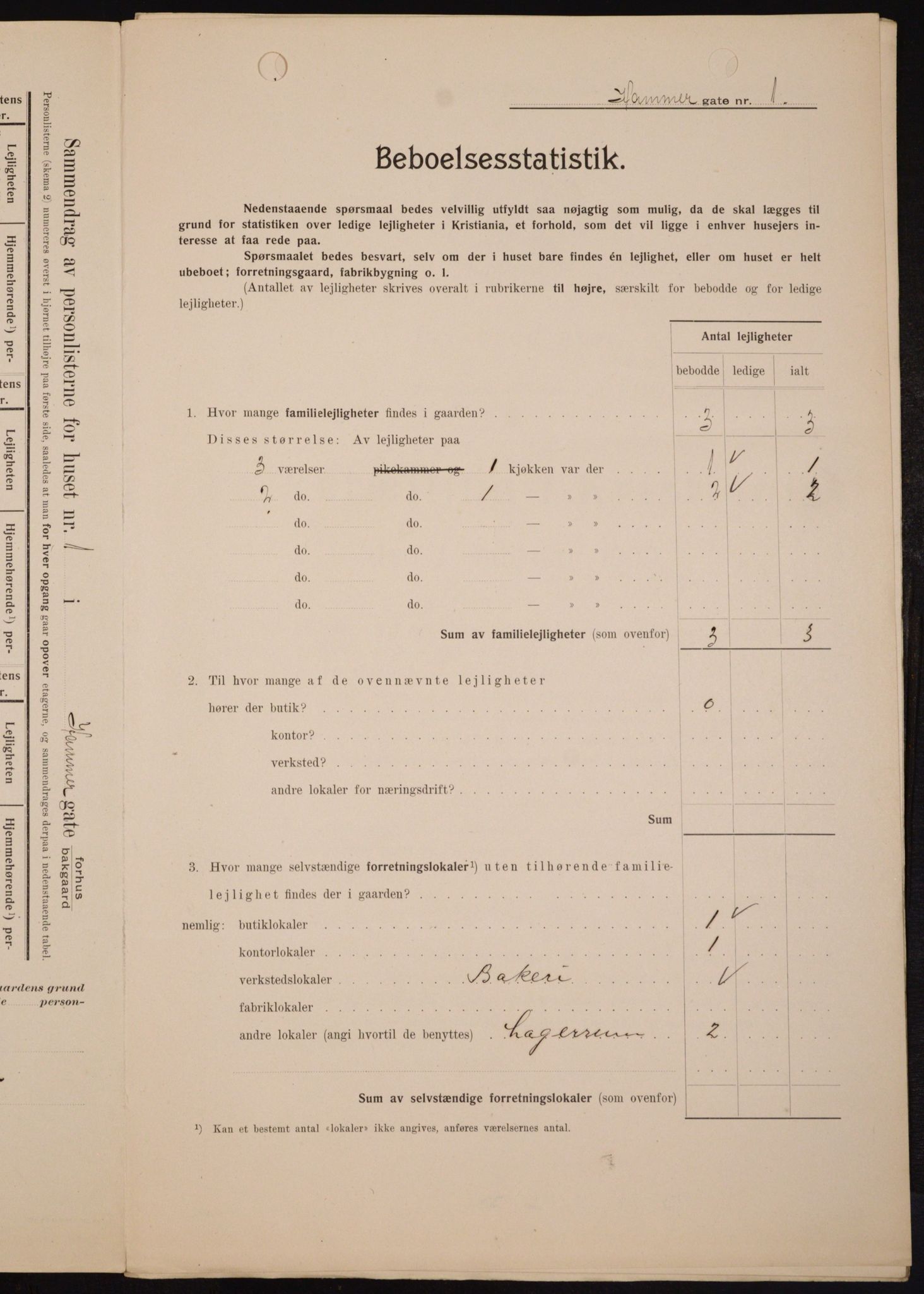 OBA, Kommunal folketelling 1.2.1909 for Kristiania kjøpstad, 1909, s. 31092