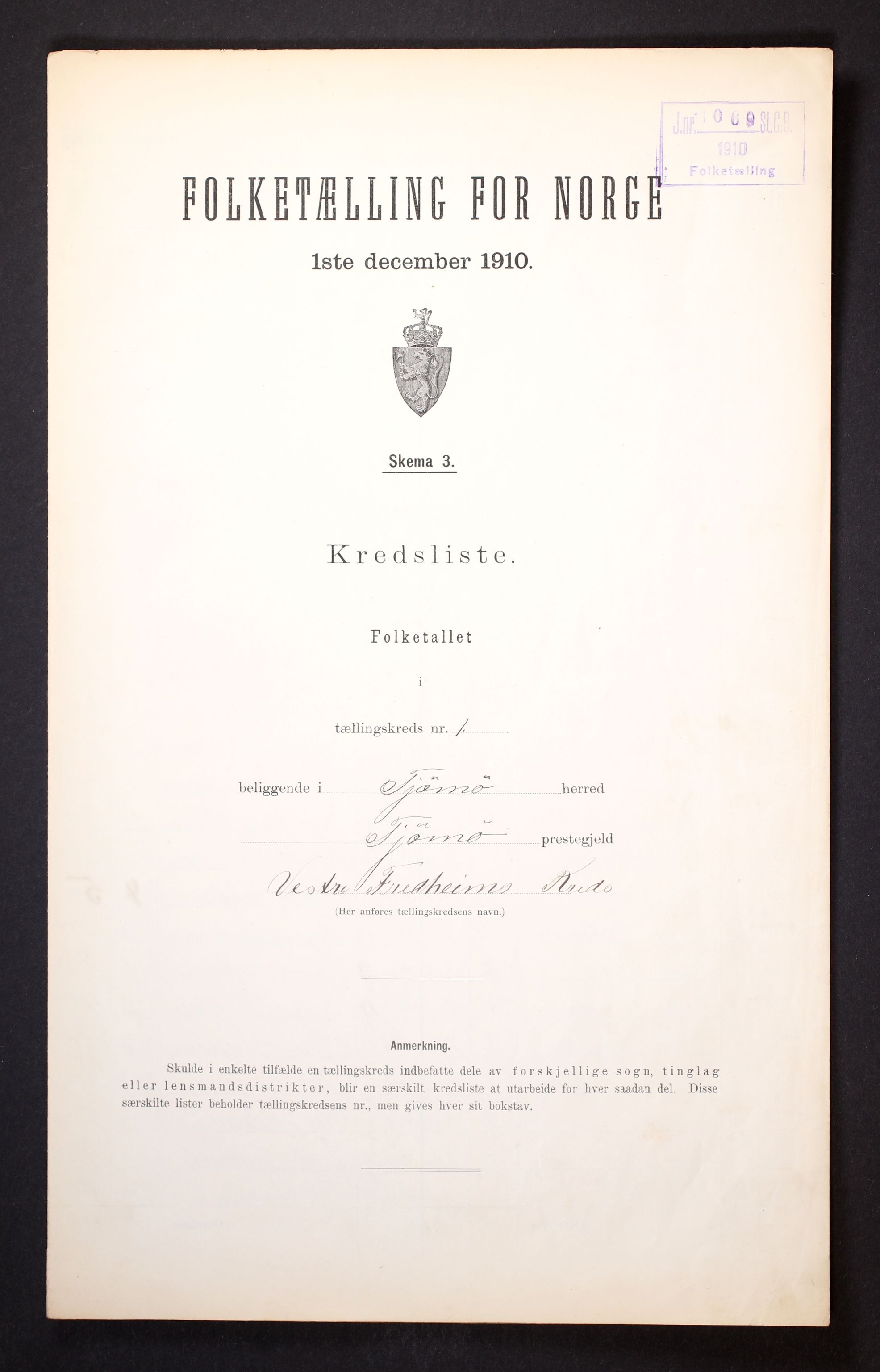 RA, Folketelling 1910 for 0723 Tjøme herred, 1910, s. 4