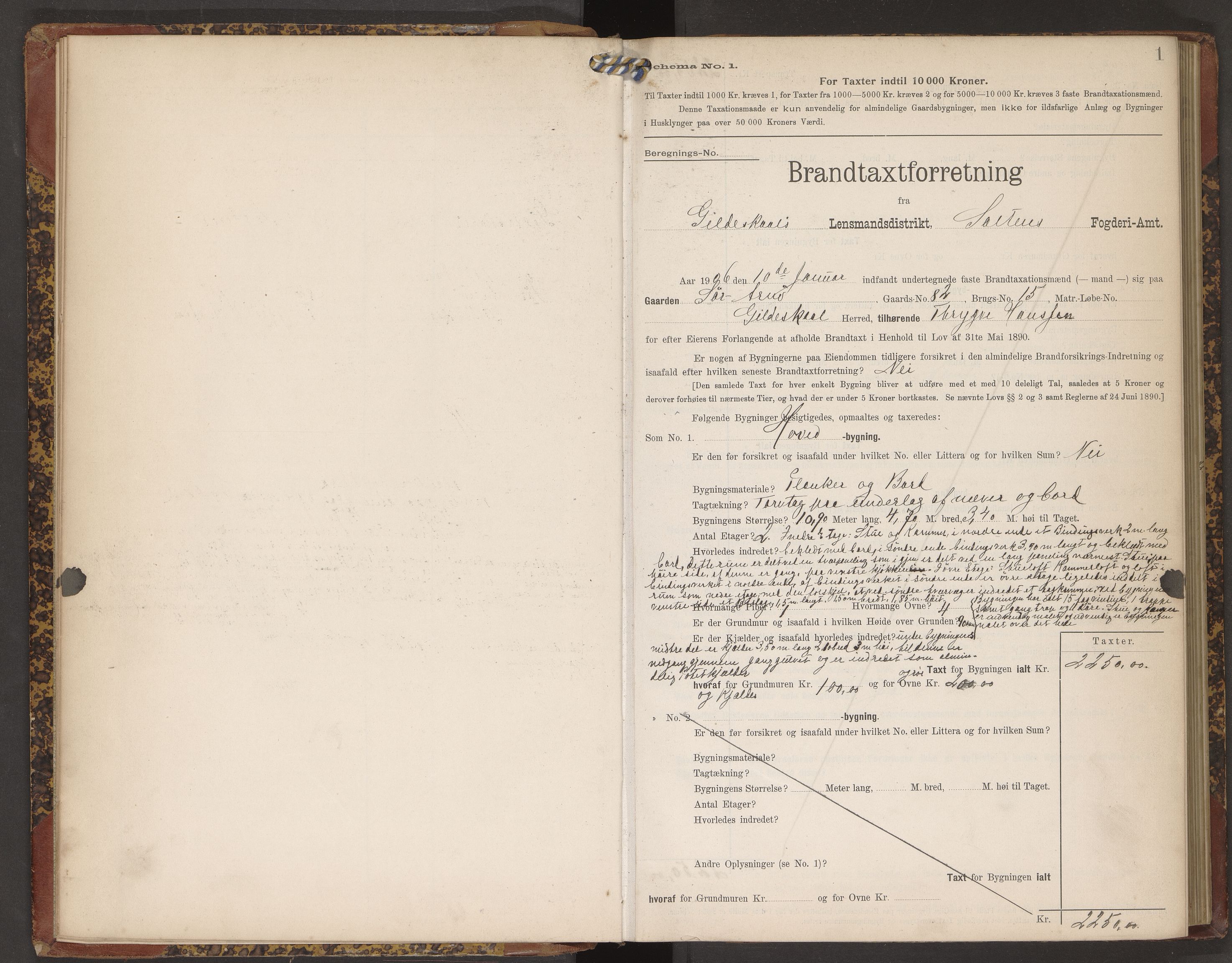 Norges Brannkasse Gildeskål, AV/SAT-A-5591/Fb/L0002: Branntakstprotokoll, 1906-1909