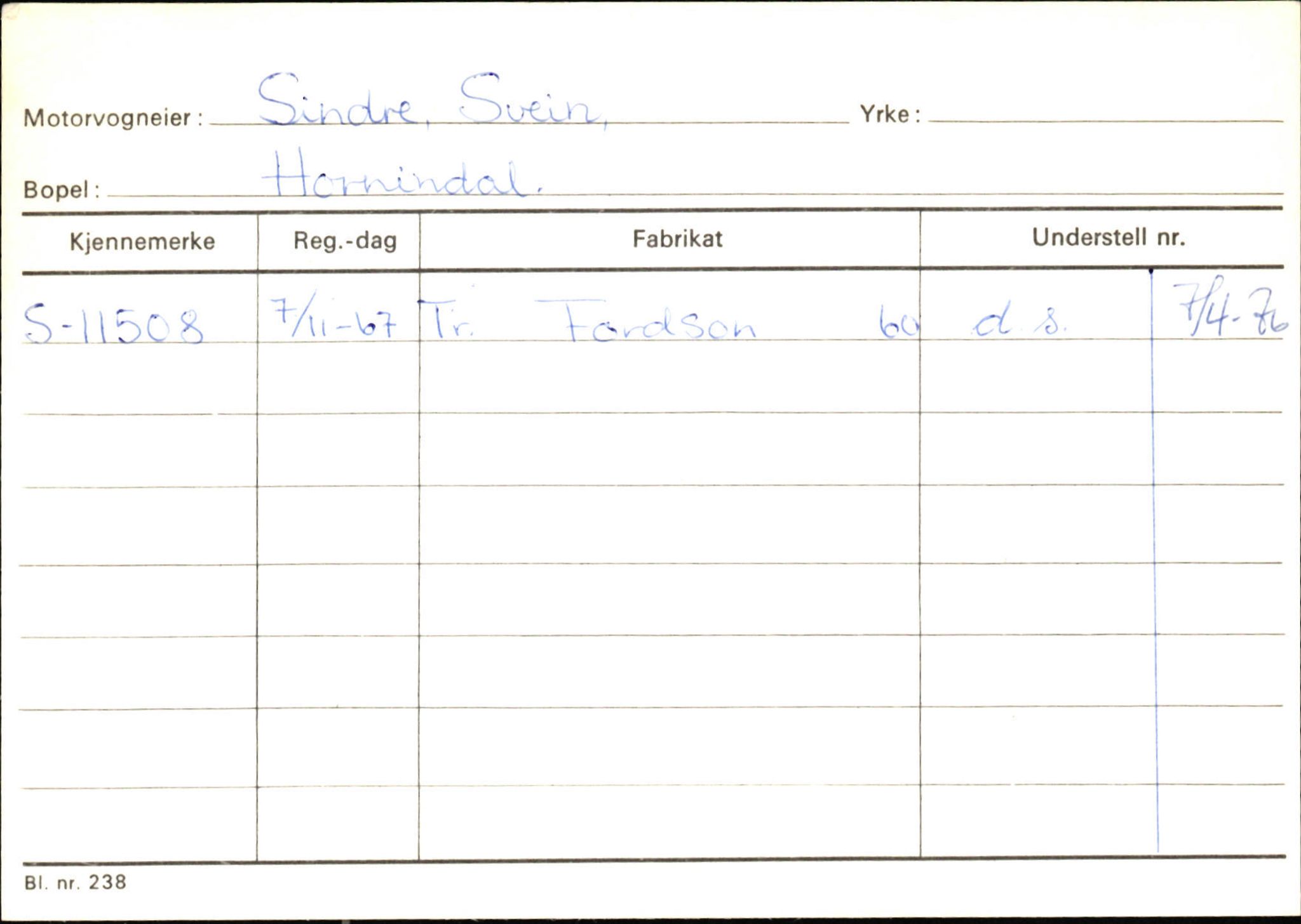 Statens vegvesen, Sogn og Fjordane vegkontor, AV/SAB-A-5301/4/F/L0131: Eigarregister Høyanger P-Å. Stryn S-Å, 1945-1975, s. 1248