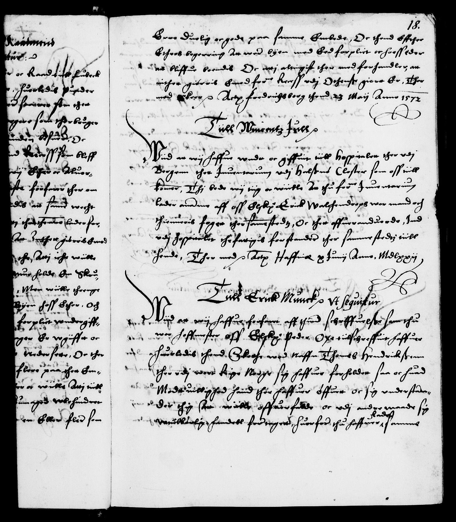 Danske Kanselli 1572-1799, AV/RA-EA-3023/F/Fc/Fca/Fcab/L0001: Norske tegnelser (mikrofilm), 1572-1588, s. 18a