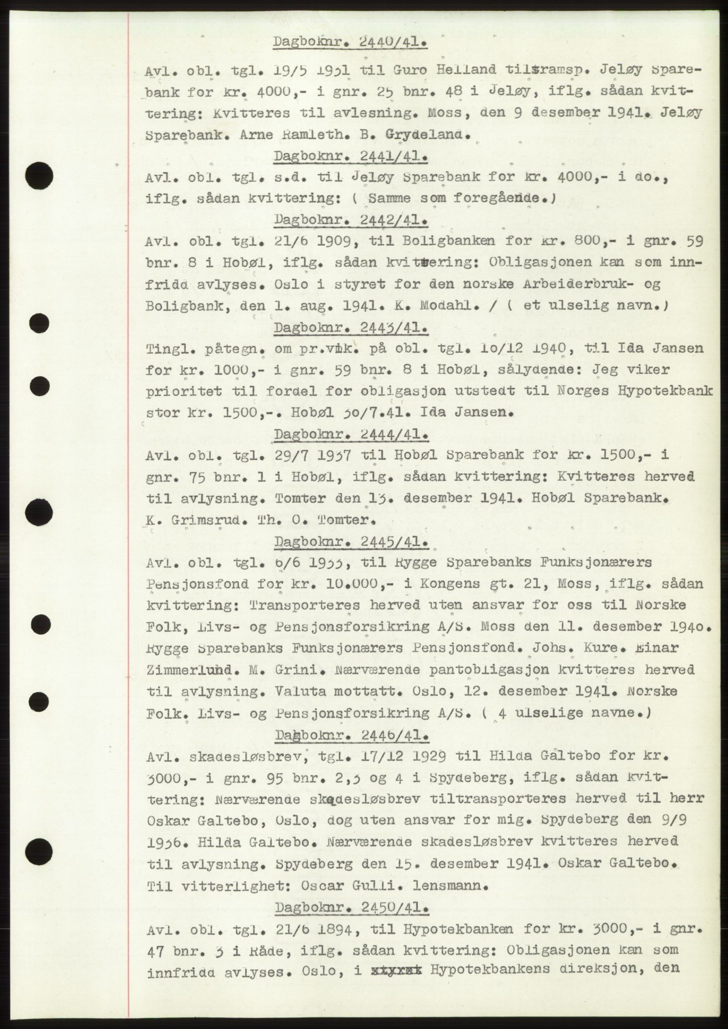 Moss sorenskriveri, SAO/A-10168: Pantebok nr. C10, 1938-1950, Dagboknr: 2440/1941