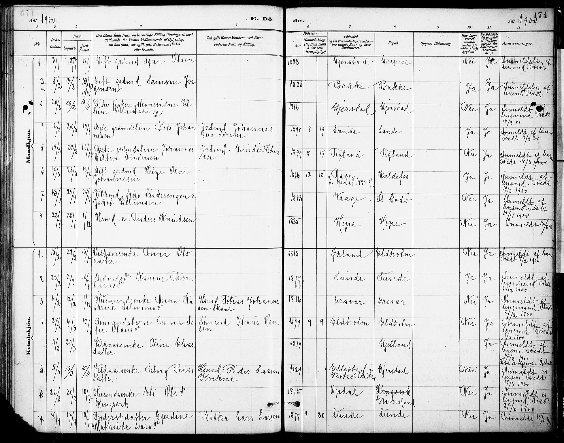 Tysnes sokneprestembete, AV/SAB-A-78601/H/Haa: Ministerialbok nr. B 1, 1887-1906, s. 174