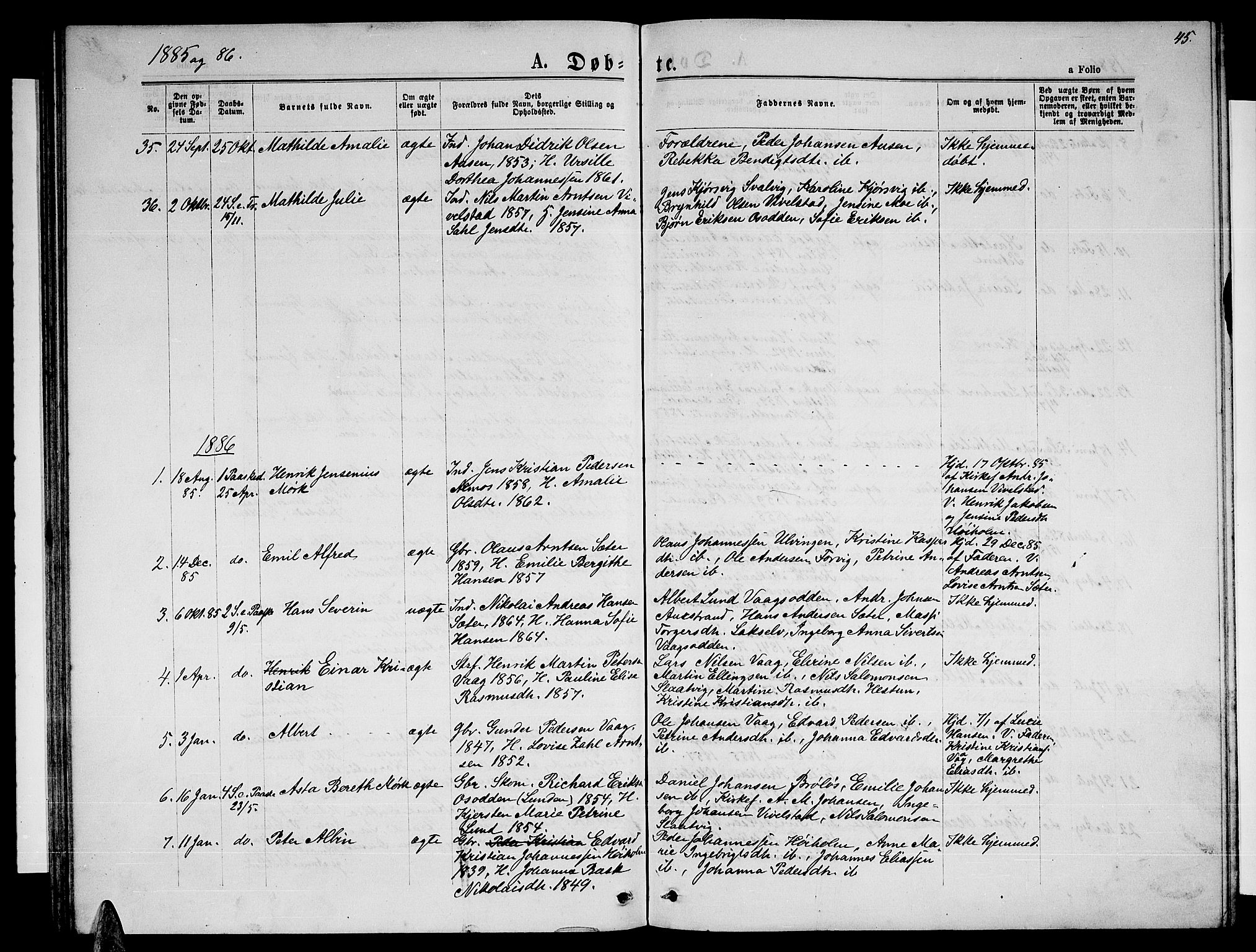 Ministerialprotokoller, klokkerbøker og fødselsregistre - Nordland, SAT/A-1459/819/L0276: Klokkerbok nr. 819C02, 1869-1887, s. 45