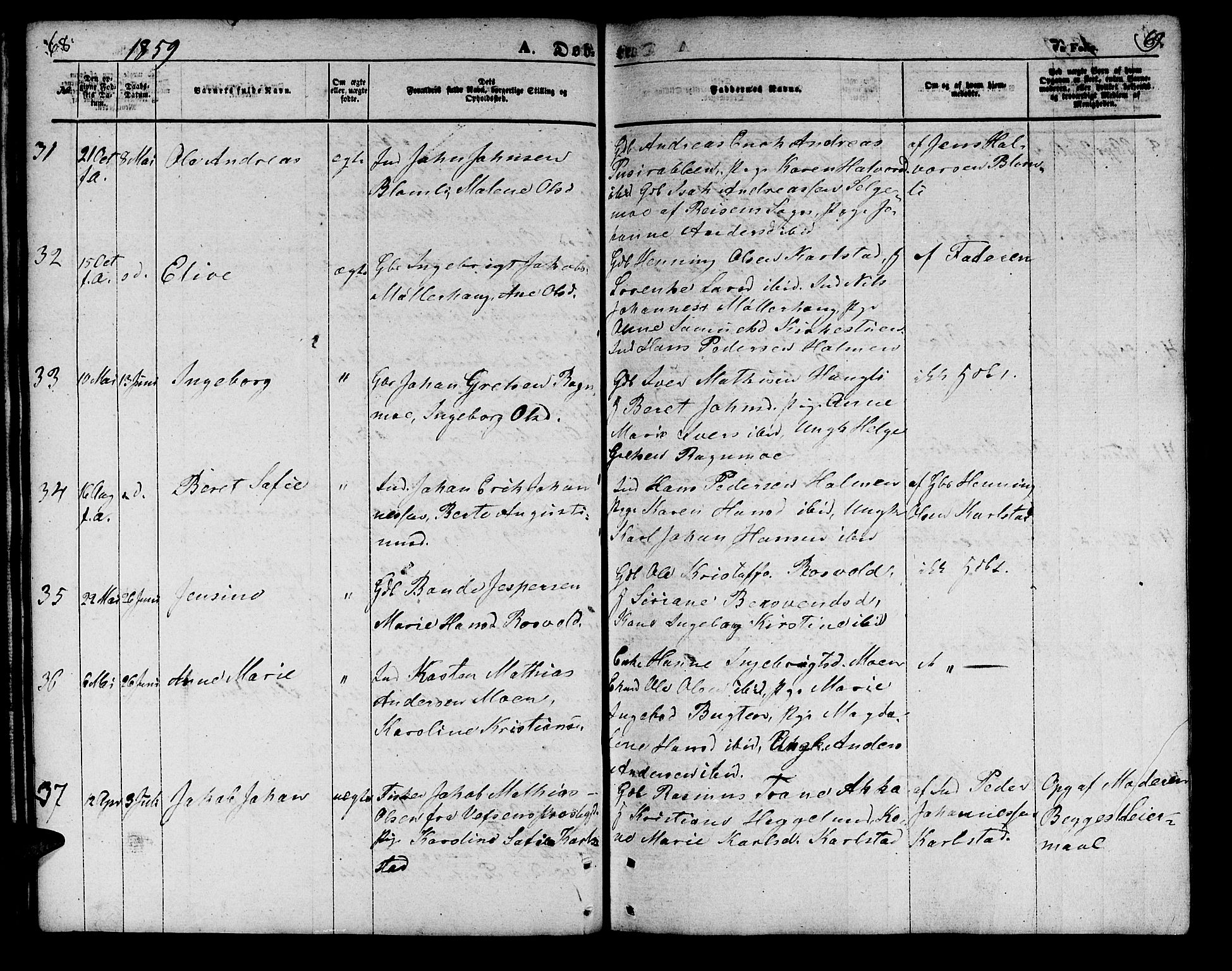 Målselv sokneprestembete, AV/SATØ-S-1311/G/Ga/Gab/L0001klokker: Klokkerbok nr. 1, 1856-1866, s. 68-69