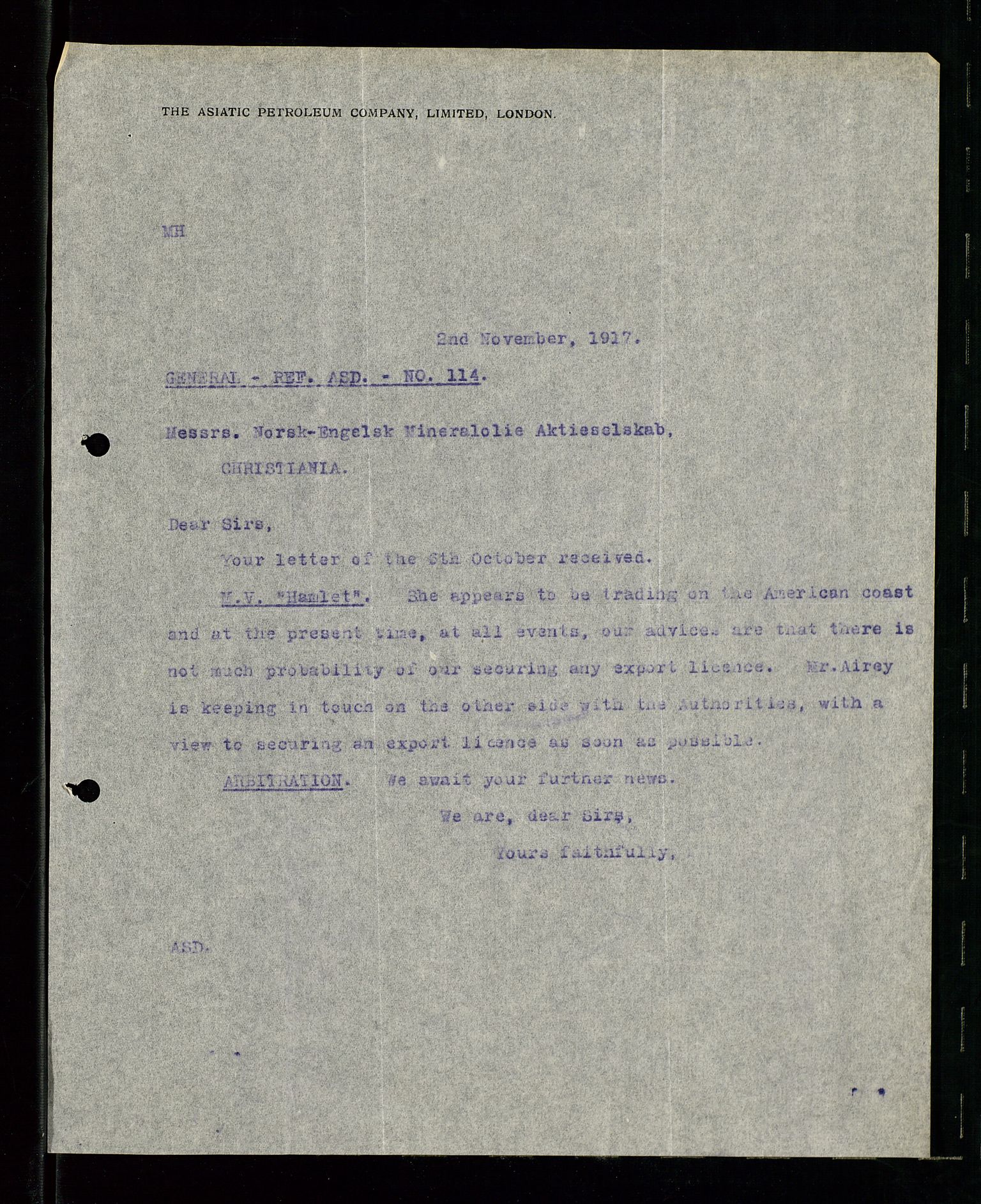 Pa 1521 - A/S Norske Shell, AV/SAST-A-101915/E/Ea/Eaa/L0001: Sjefskorrespondanse, 1917, s. 78