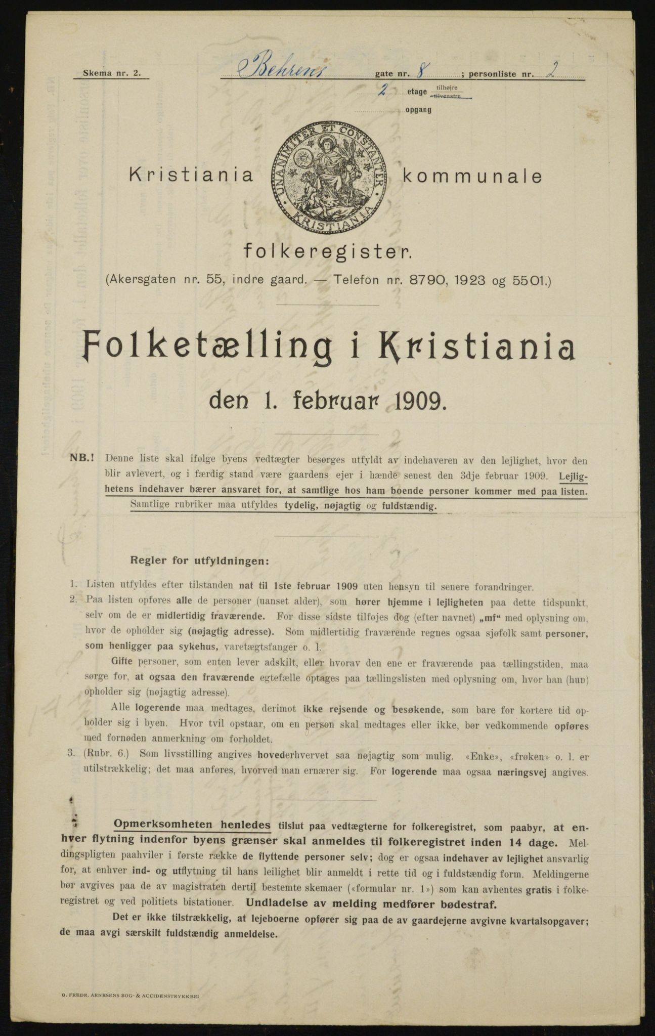 OBA, Kommunal folketelling 1.2.1909 for Kristiania kjøpstad, 1909, s. 3212