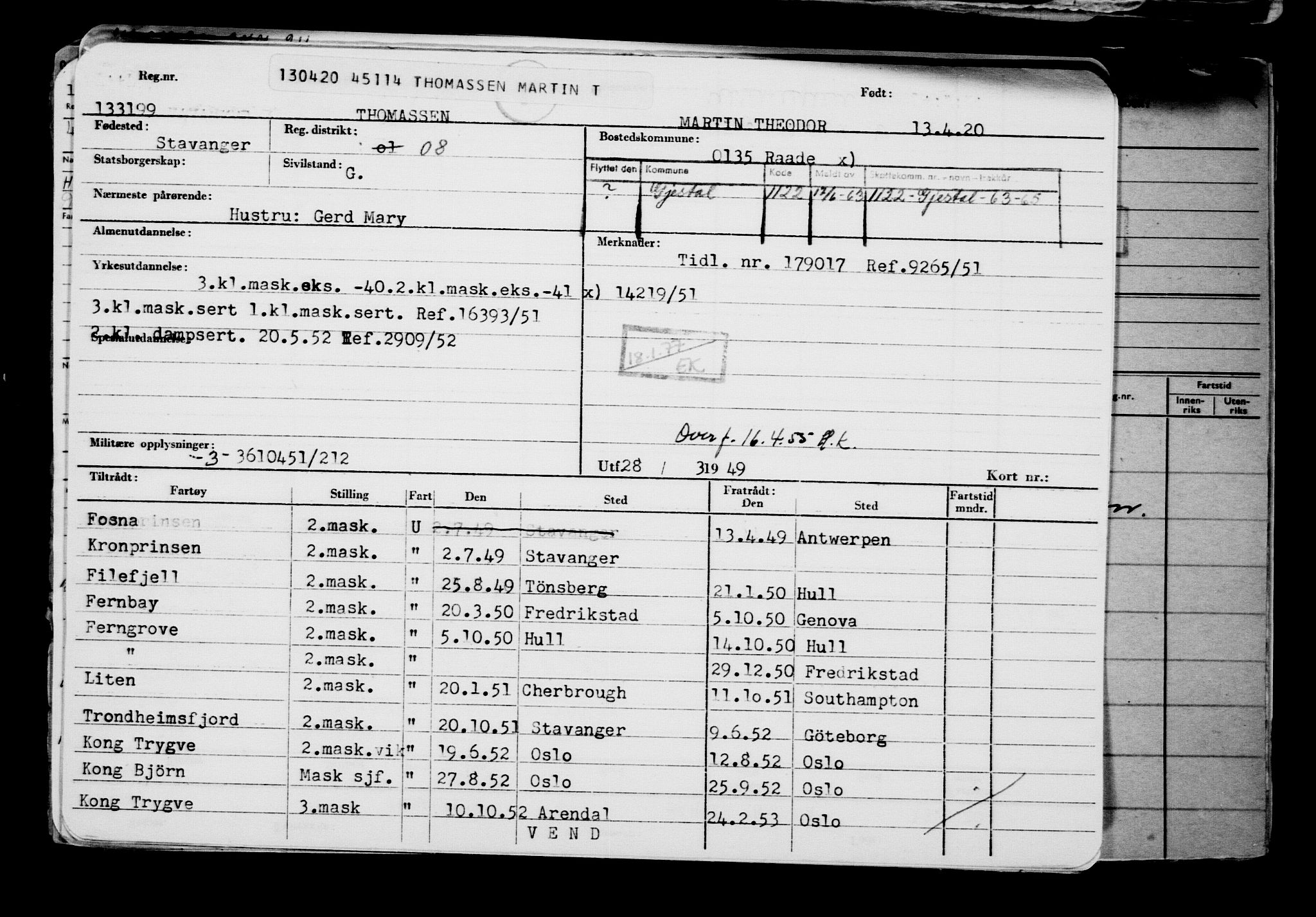 Direktoratet for sjømenn, AV/RA-S-3545/G/Gb/L0179: Hovedkort, 1920, s. 399