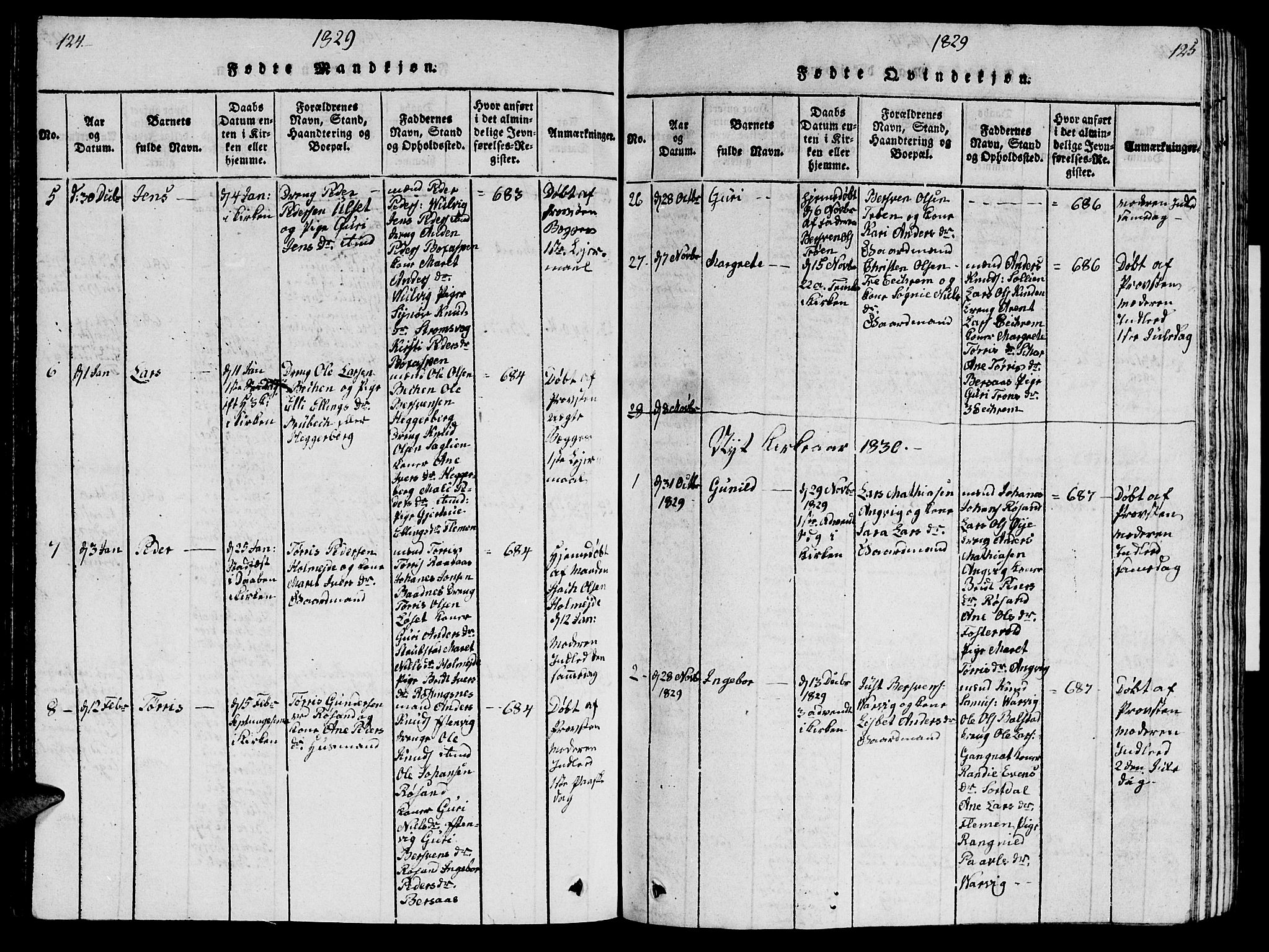 Ministerialprotokoller, klokkerbøker og fødselsregistre - Møre og Romsdal, AV/SAT-A-1454/586/L0990: Klokkerbok nr. 586C01, 1819-1837, s. 124-125