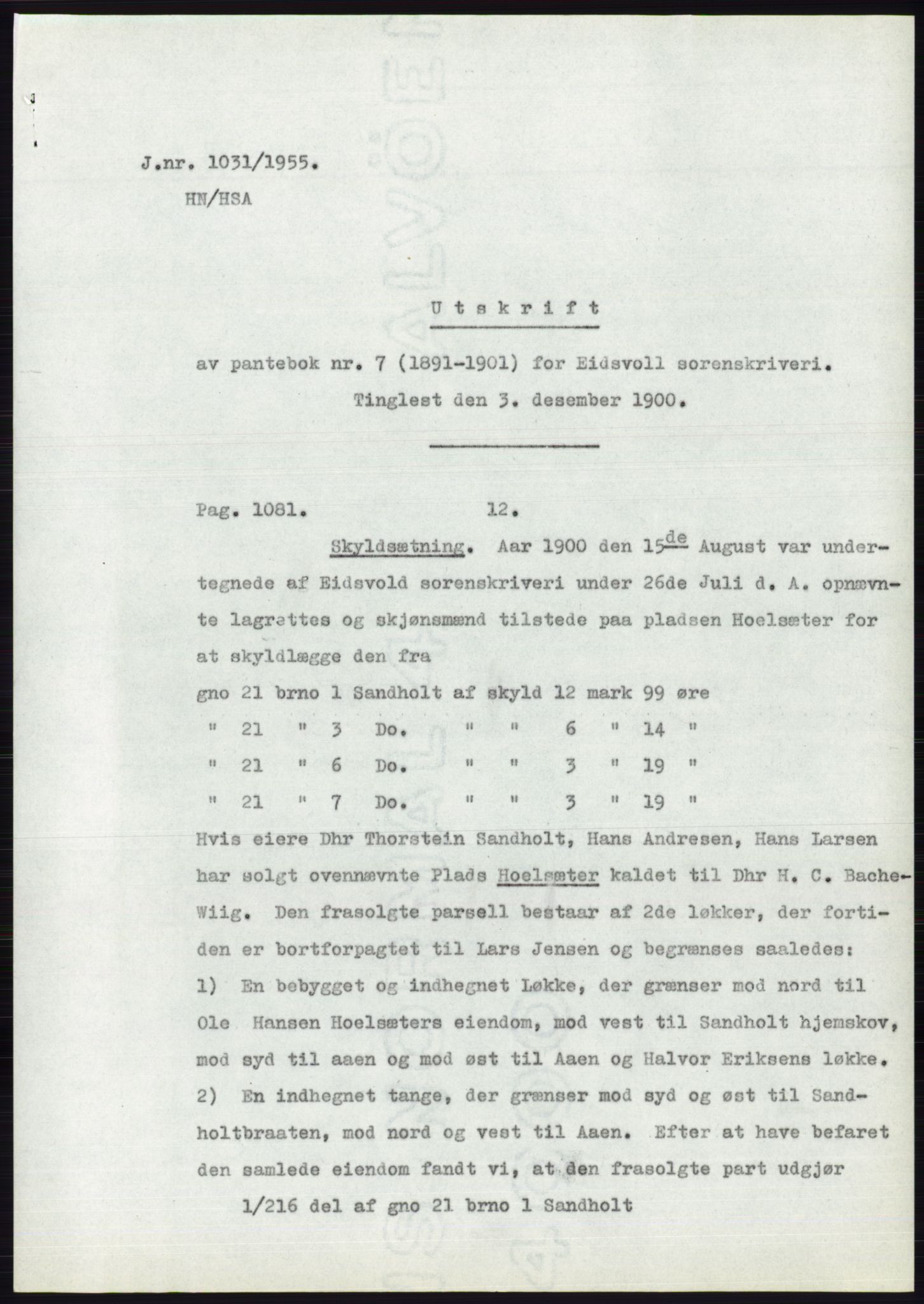 Statsarkivet i Oslo, SAO/A-10621/Z/Zd/L0003: Avskrifter, j.nr 714-1202/1955, 1955, s. 228