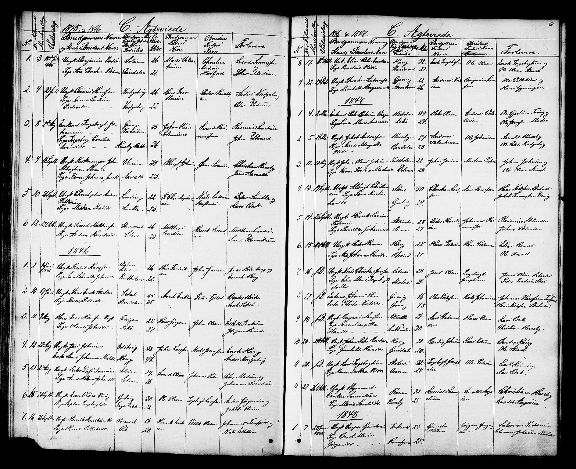 Ministerialprotokoller, klokkerbøker og fødselsregistre - Nord-Trøndelag, SAT/A-1458/788/L0695: Ministerialbok nr. 788A02, 1843-1862, s. 61