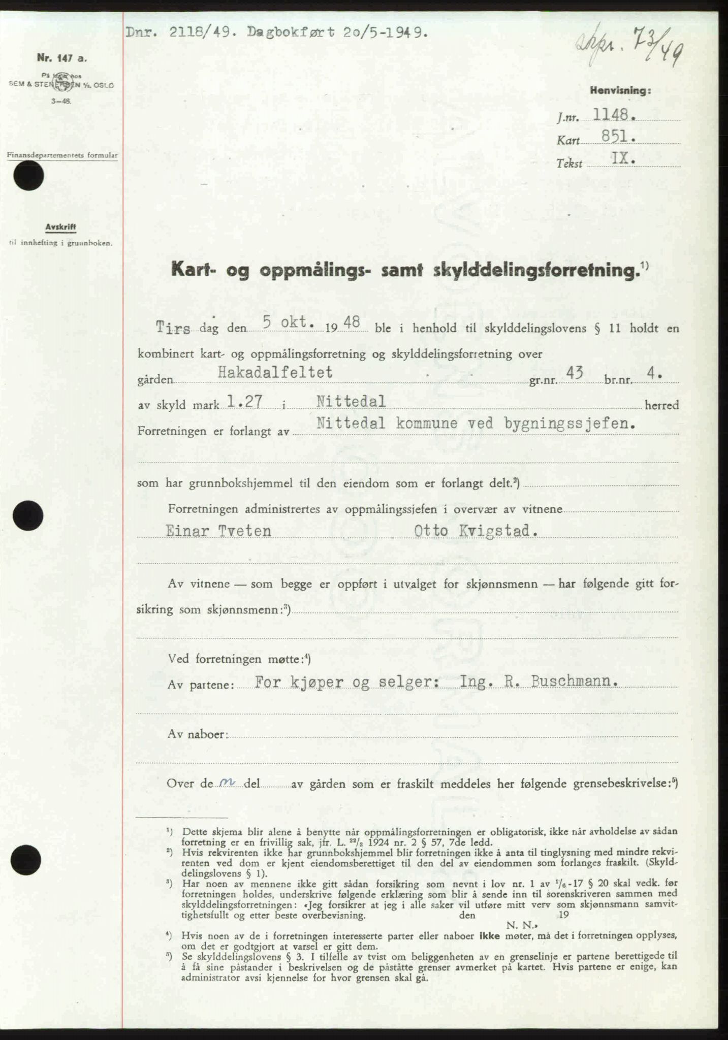 Nedre Romerike sorenskriveri, SAO/A-10469/G/Gb/Gbd/L0025: Pantebok nr. 25, 1949-1949, Dagboknr: 2118/1949