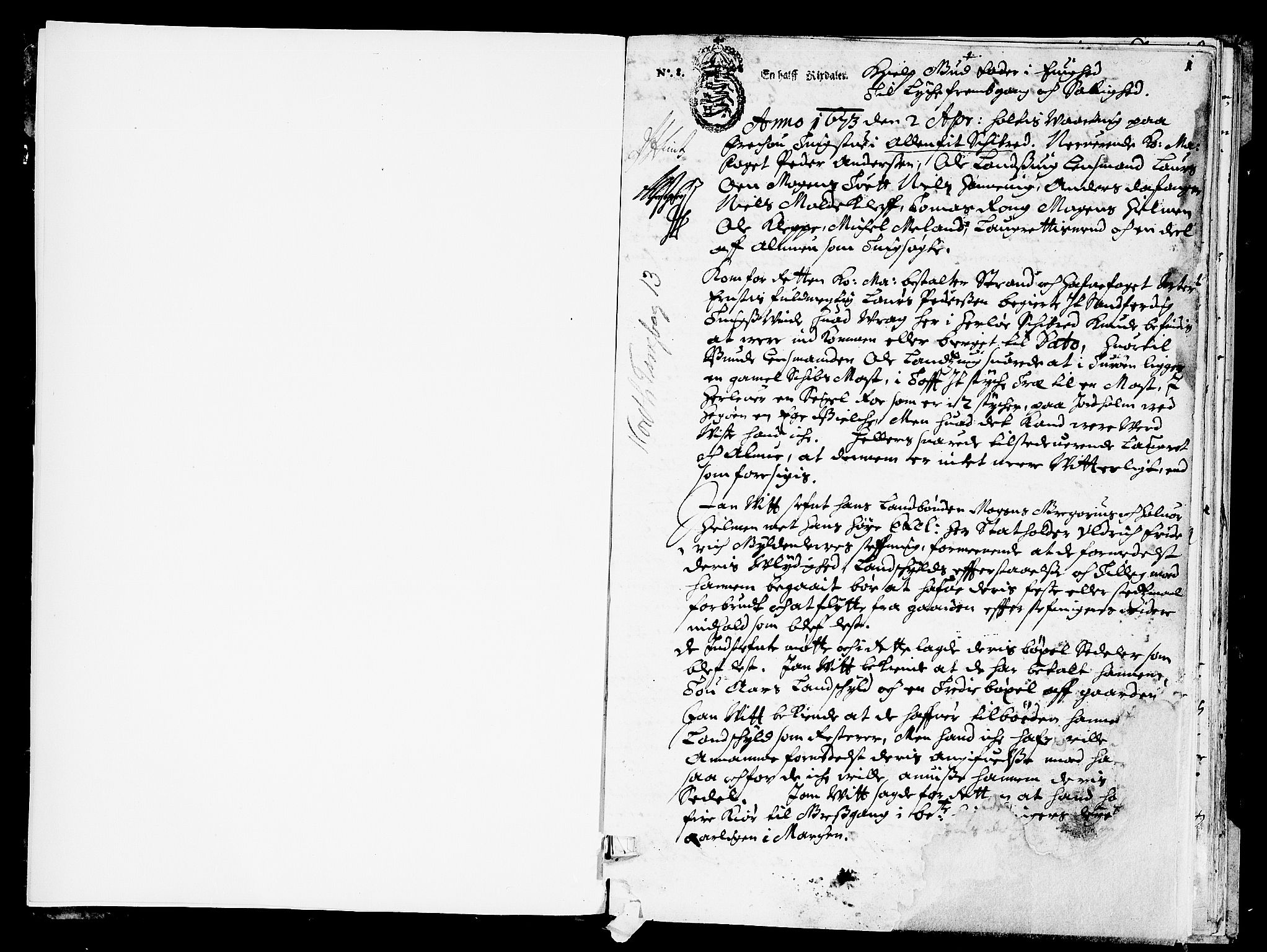 Nordhordland sorenskrivar, SAB/A-2901/1/F/Fa/L0013: Tingbok (justisprotokoll), 1673, s. 0b-1a
