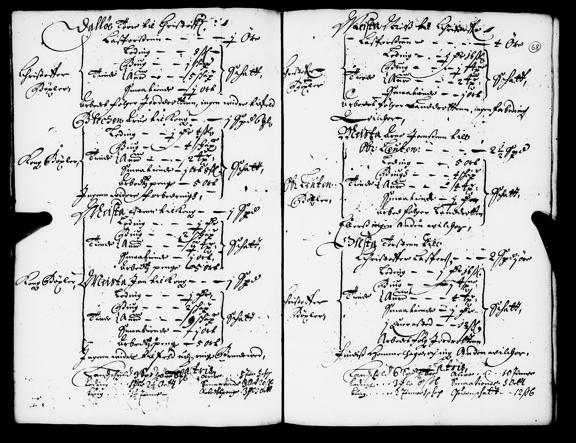 Rentekammeret inntil 1814, Realistisk ordnet avdeling, RA/EA-4070/N/Nb/Nba/L0052: Strinda len, 1667, s. 67b-68a